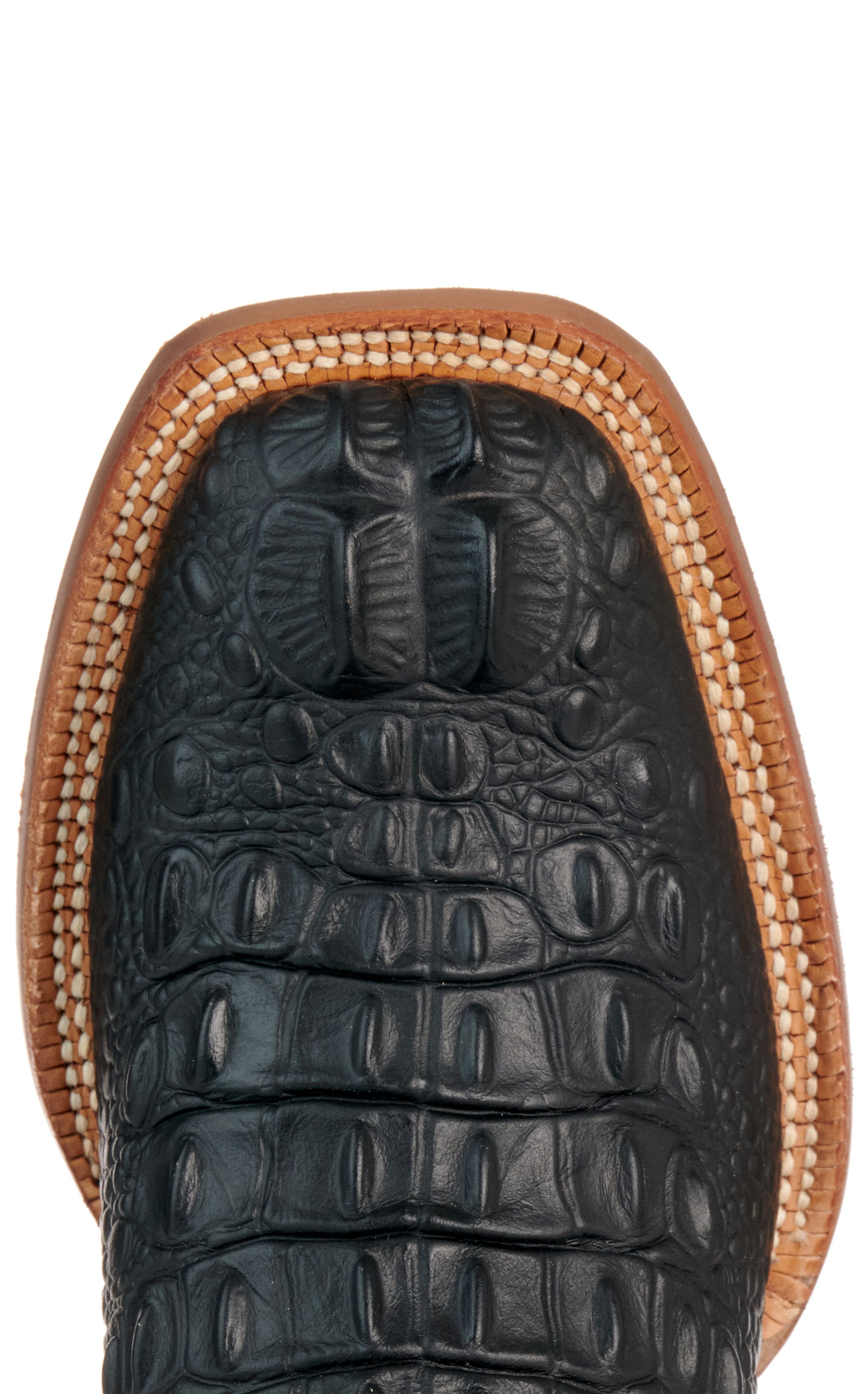 Cavender's Men's Intrepid Black Hornback Alligator Print and Gray Wide Square Toe Cowboy Boot - Image 1
