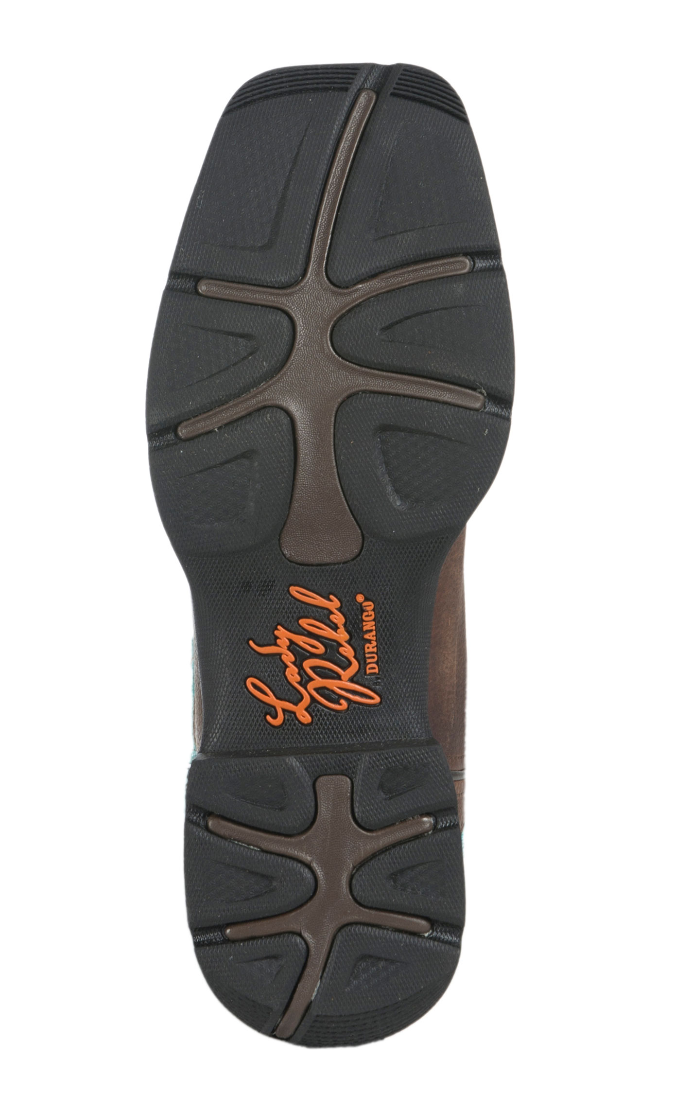 Durango Women's Lady Rebel Brown and Turquoise Square Steel Toe Work Boot - Image 1