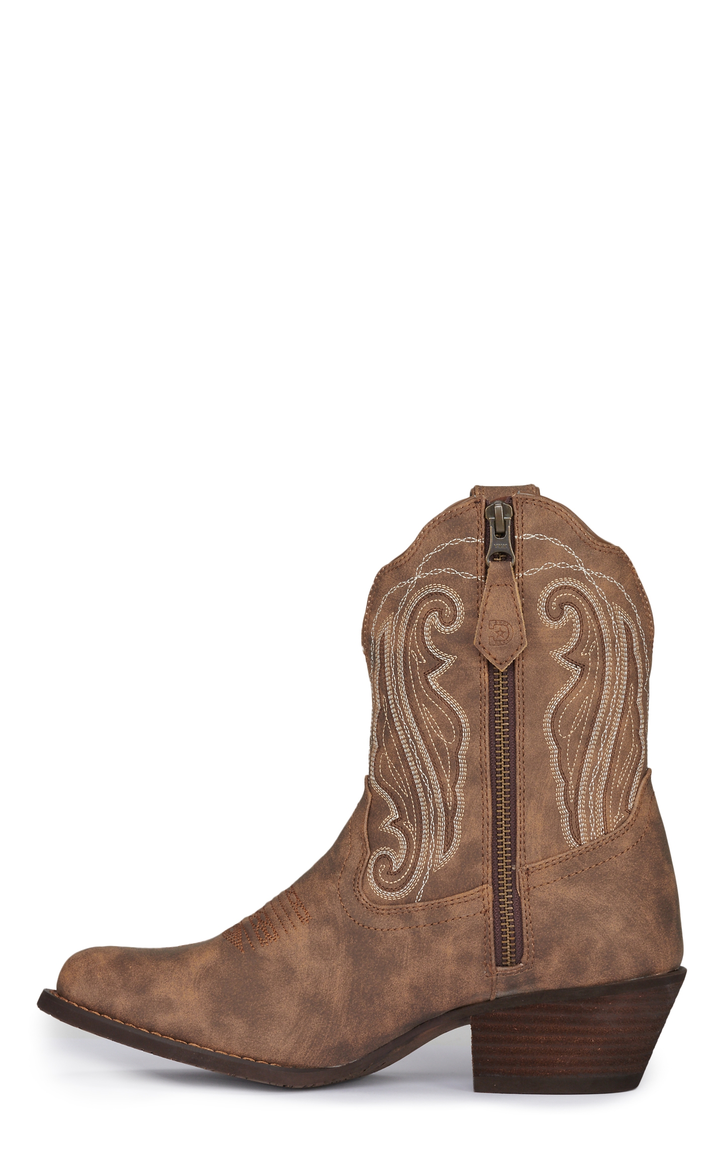 Durango Women's Crush Driftwood Brown with Fancy Stitching Snip Toe Cowboy Booties - Image 1