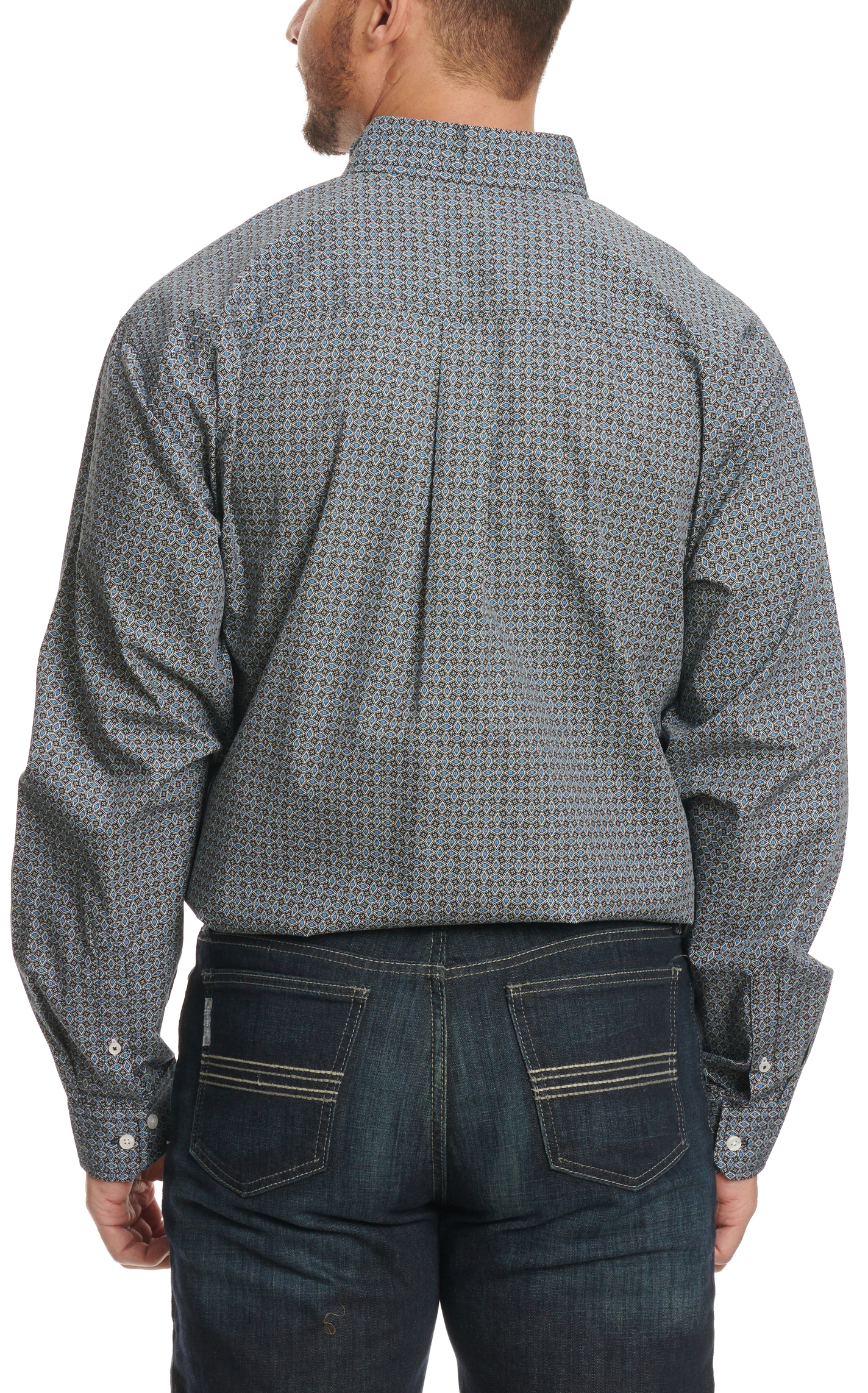 Cinch Men's Blue & Black Geo Print Western Shirt - Image 1