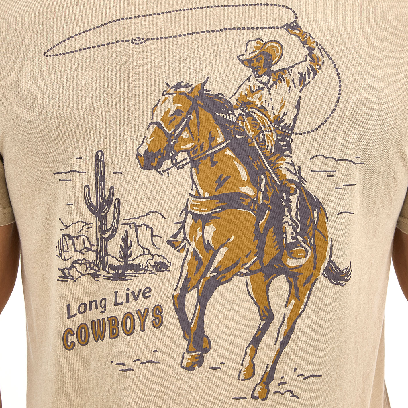 Wrangler Men’s Khaki “Long Live Cowboys” Graphic T-Shirt  - Image 1