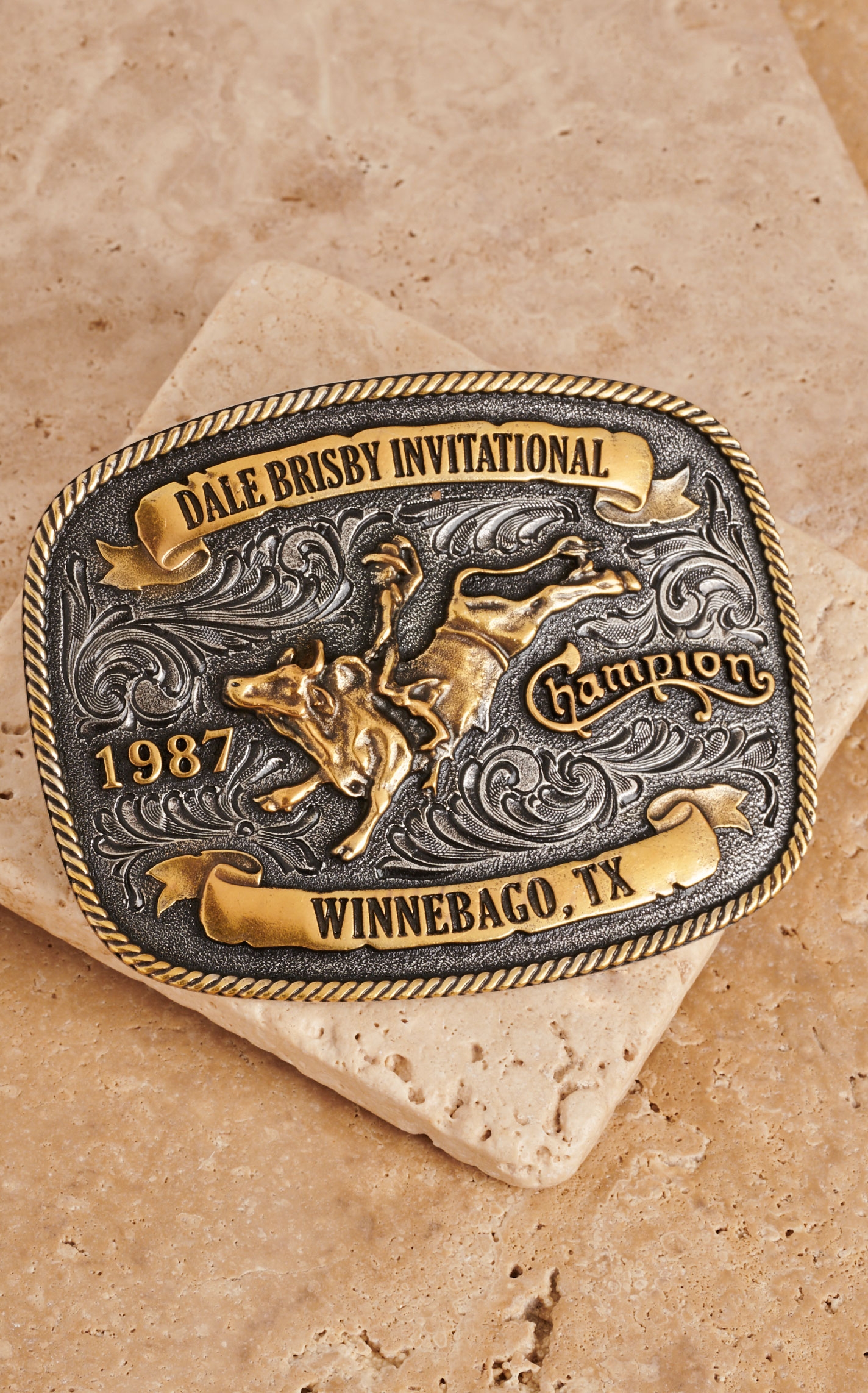 Montana Silversmiths Dale Brisby Invitational 1987 Trophy Belt Buckle - Image 1