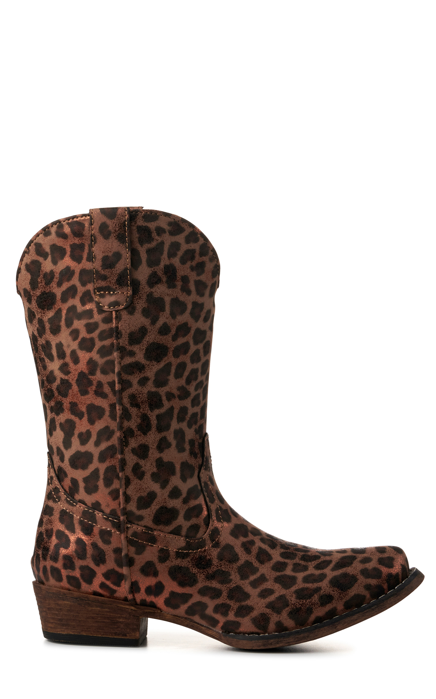 Roper Girls' Metallic Leopard Print Snip Toe Cowboy Boots - Image 1