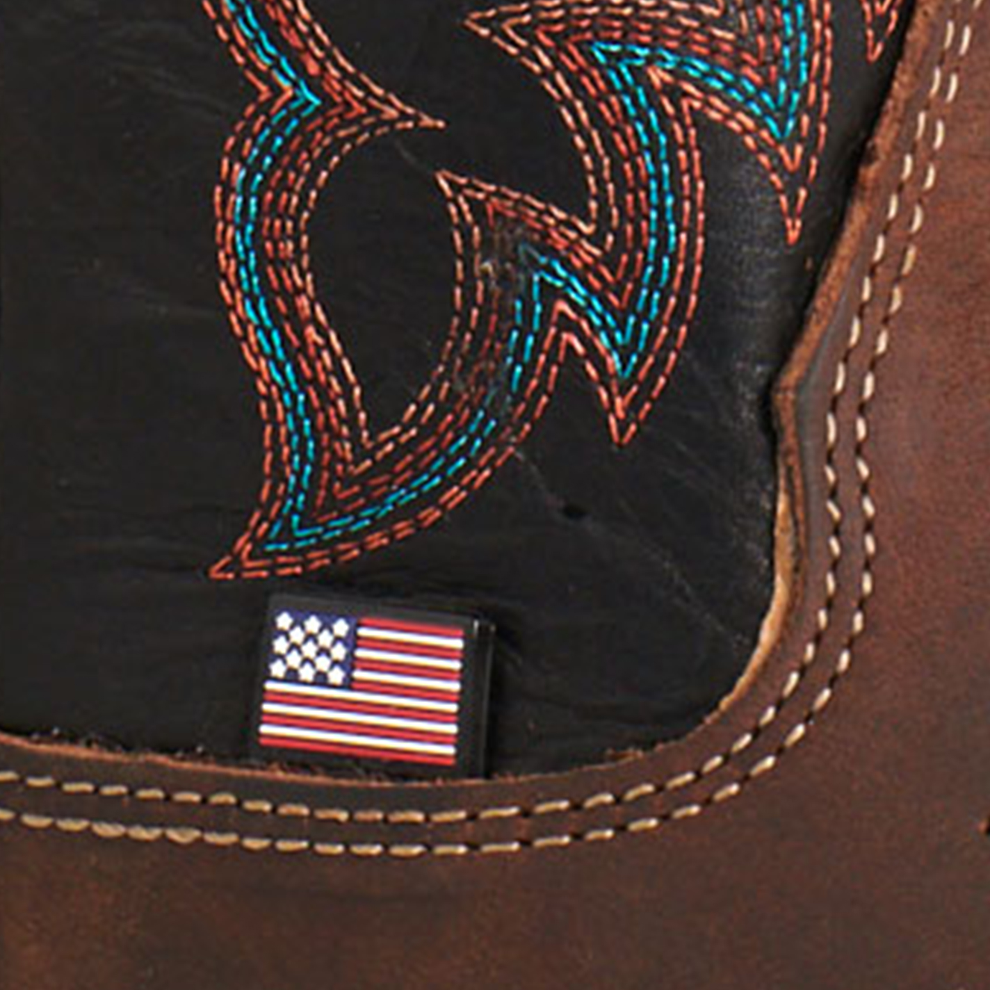 Double H Men's Dark Brown & Black Square Toe Cowboy Boots - Image 1