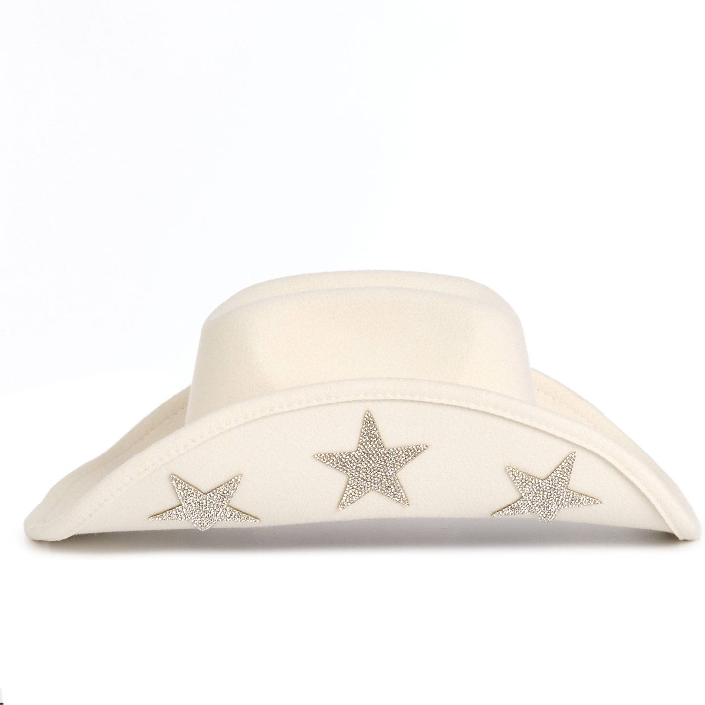 Girlie Girl Originals Women's Ivory Bling & Stars Wool Cowboy Hat - Image 1