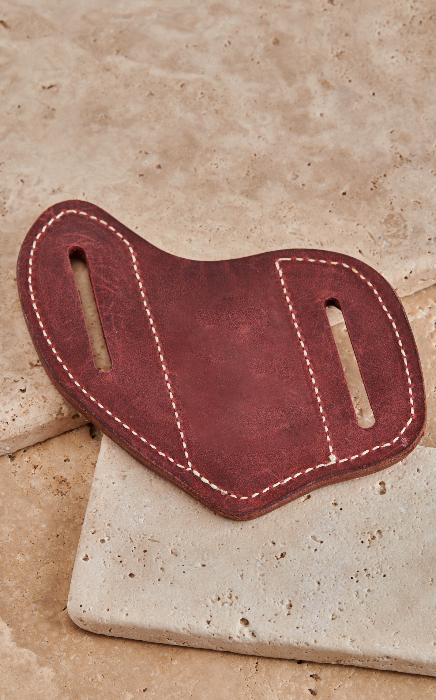 Randall Leather Designs Tan Leather Basket Weave Pancake Knife Sheath - Image 1