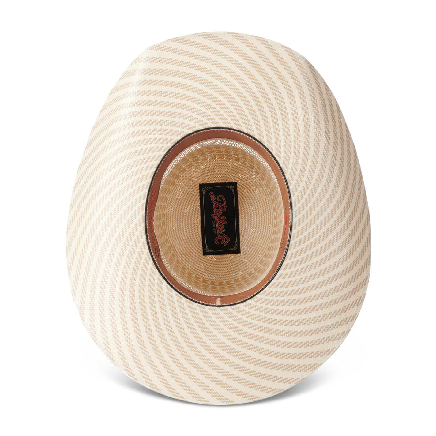 Rafter C Ivory and Tan Swirl Shantung Open Crown Cowboy Hat - Image 1
