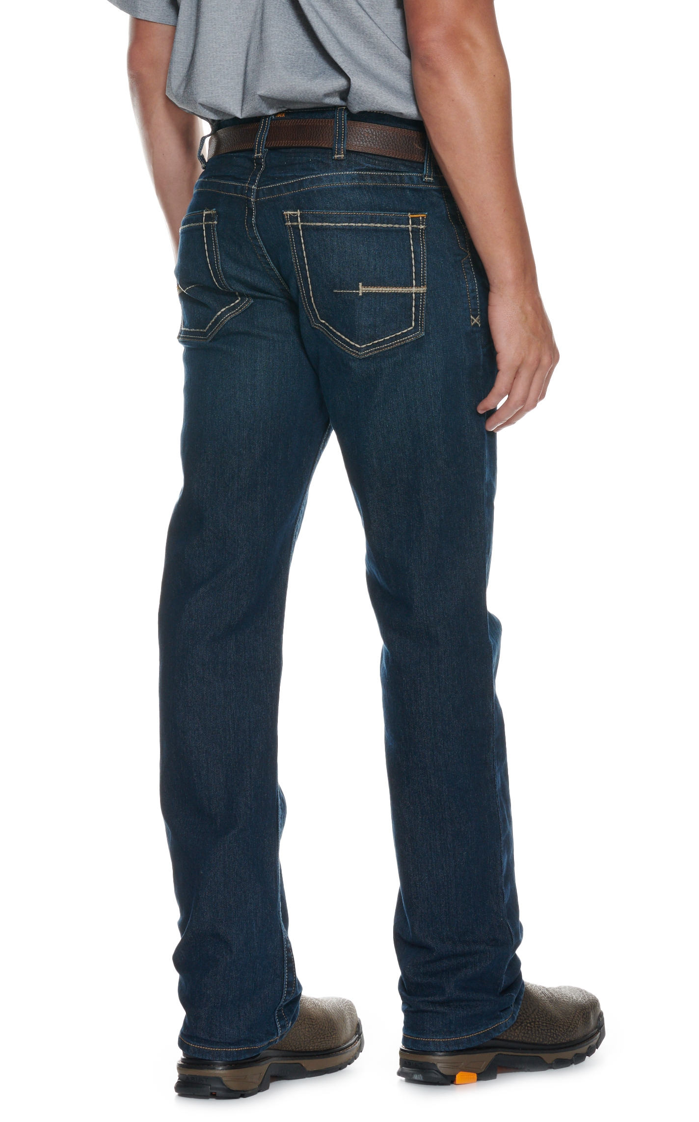 Ariat Men's Rebar M4 Bodie DuraStretch Dark Wash Relaxed Fit Boot Cut Work Jeans - Big & Tall Sizes - Image 3