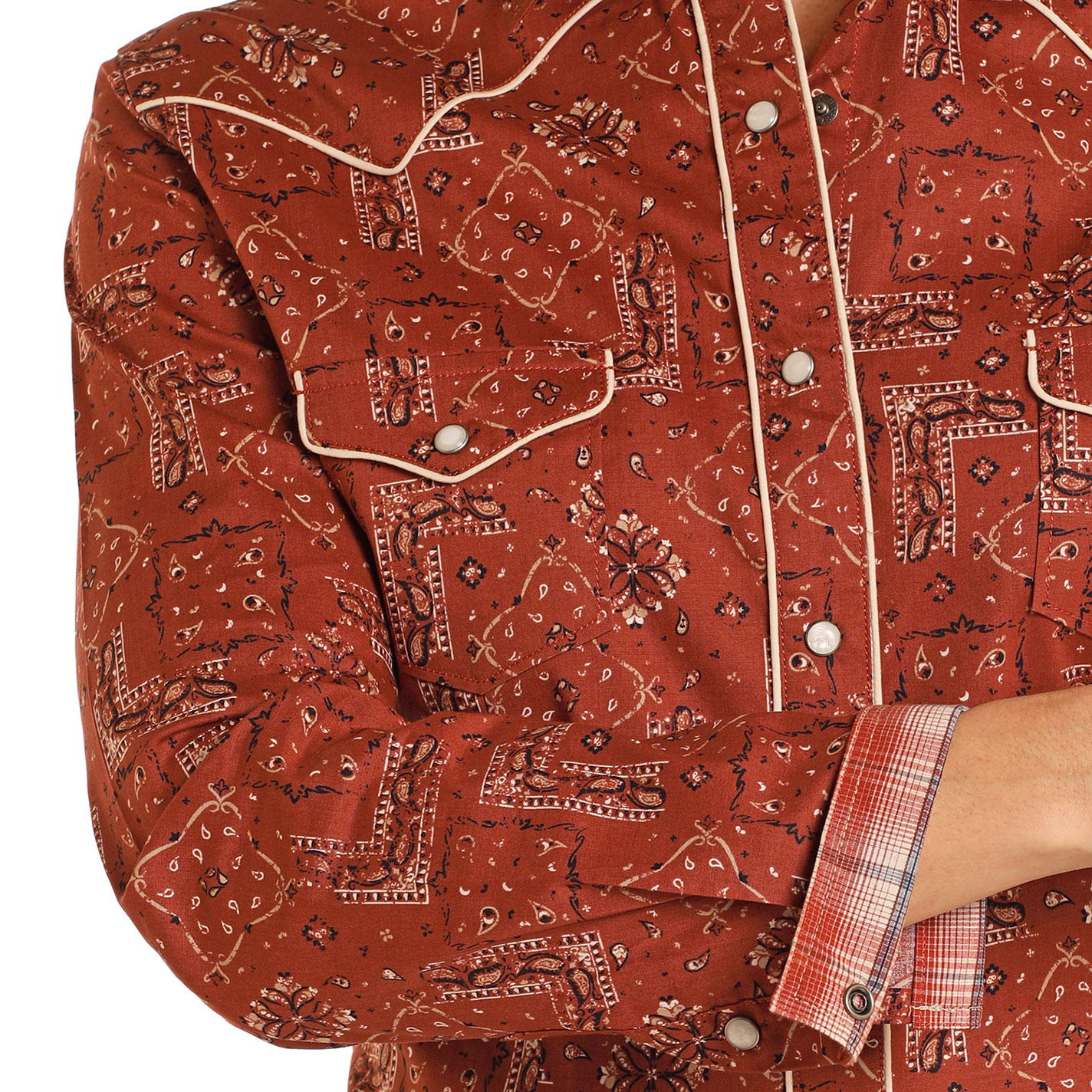 Panhandle Women's Rust Bandana Print Western Shirt - Image 1