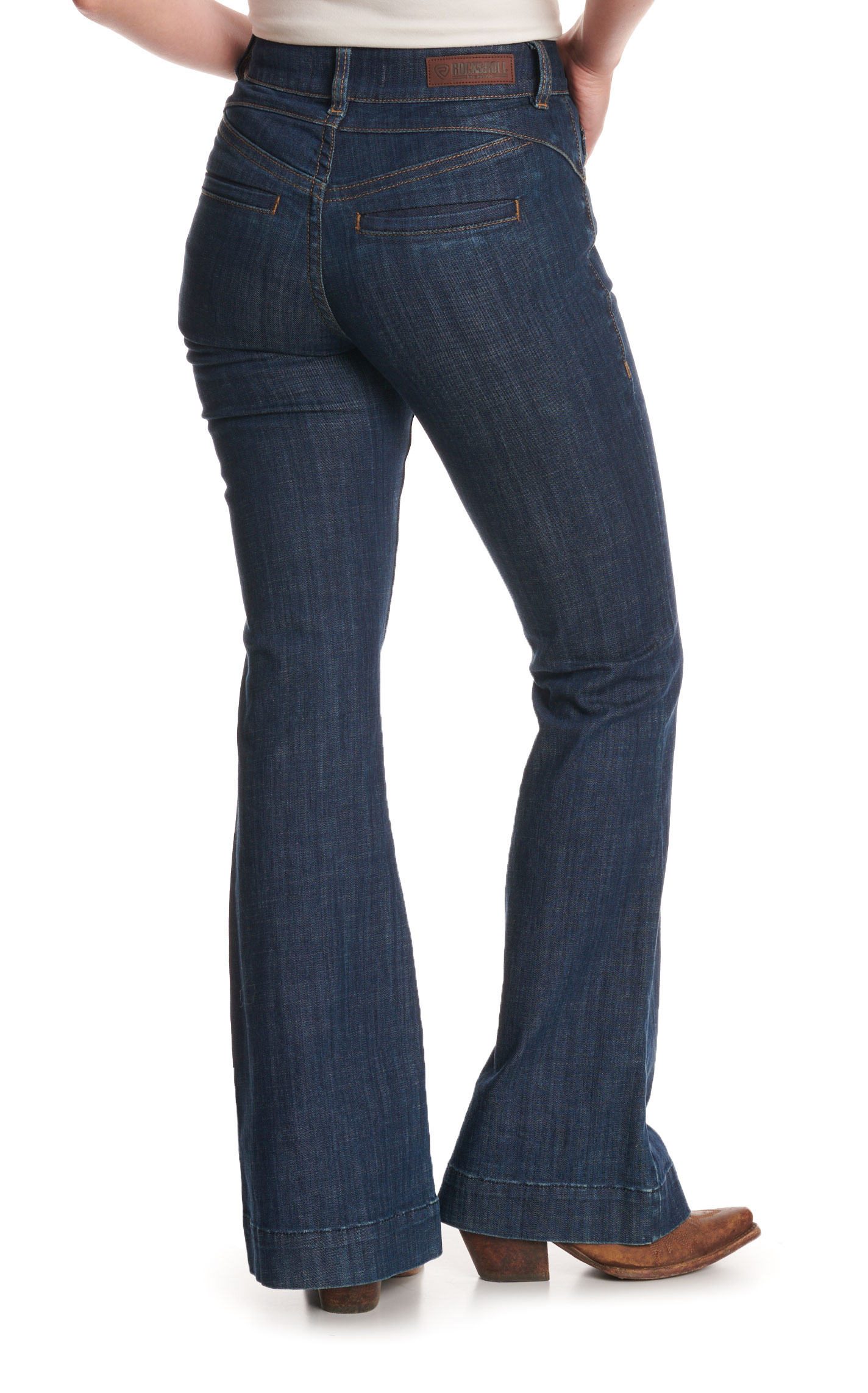 Rock & Roll Cowgirl Women's Dark Wash High Rise Trouser Jeans - Image 1