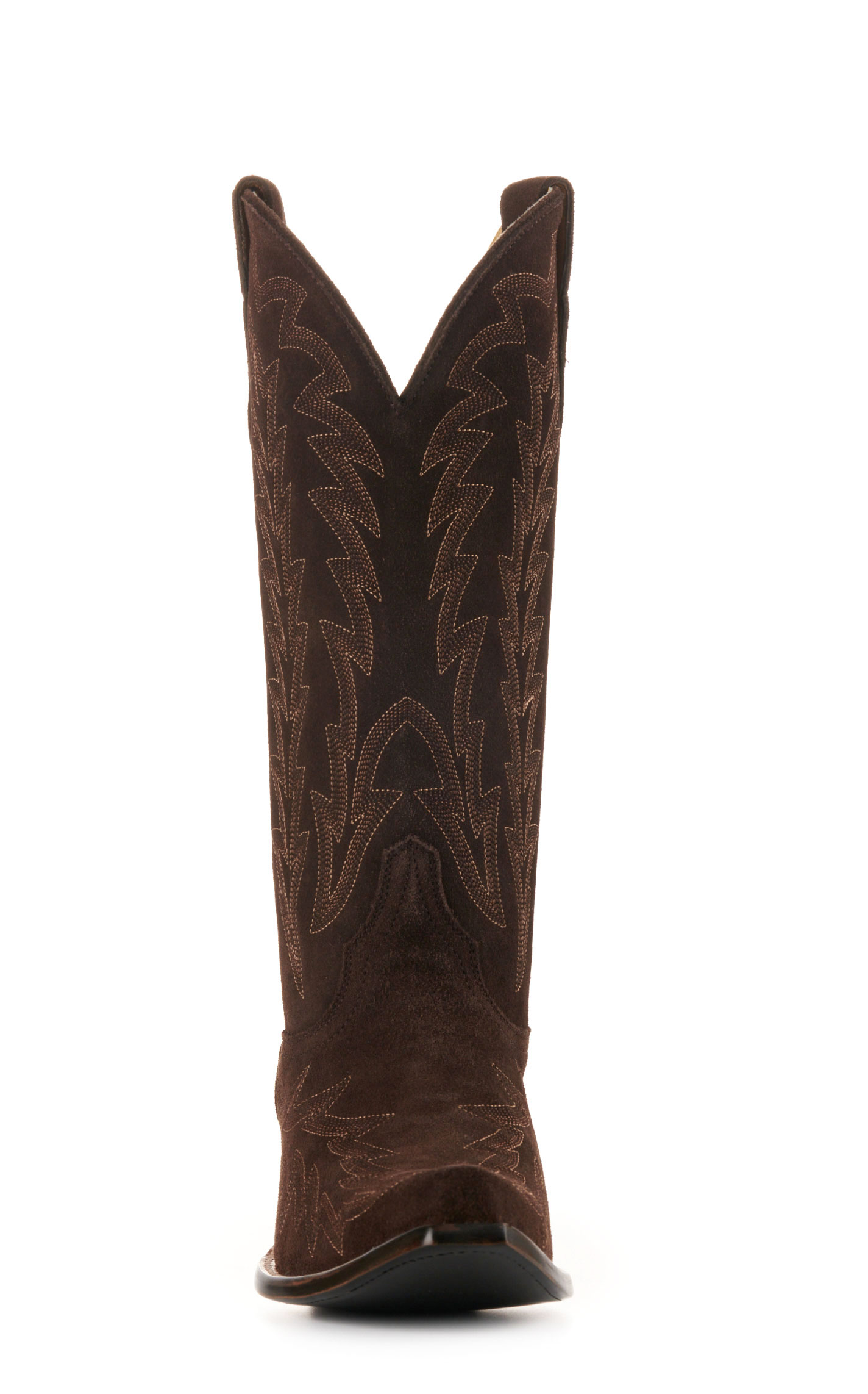 JRC & Sons Women’s McClain Chocolate Water-Resistant Suede Snip Toe Tall Cowboy Boots - Image 1
