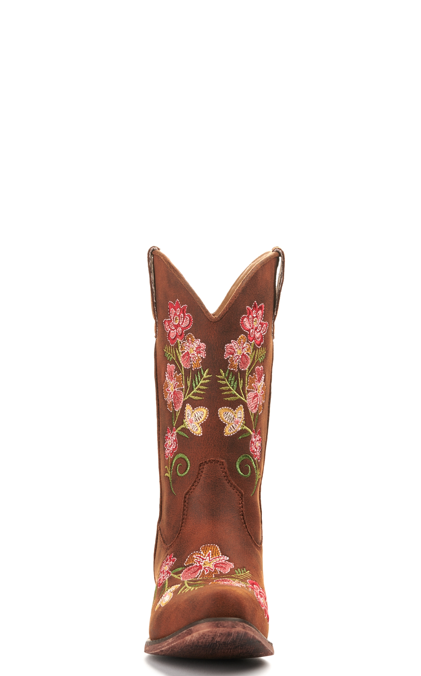 Roper Girls' Brown with Floral Embroidery Snip Toe Cowboy Boot - Image 1