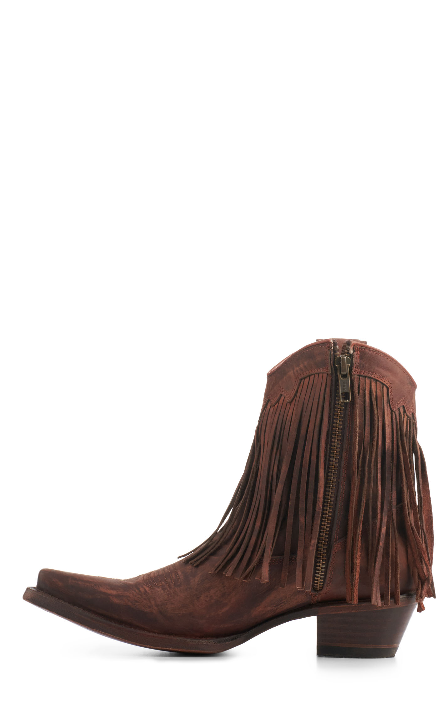 Circle G by Corral Women's Brick with Fringe Snip Toe Booties - Image 1