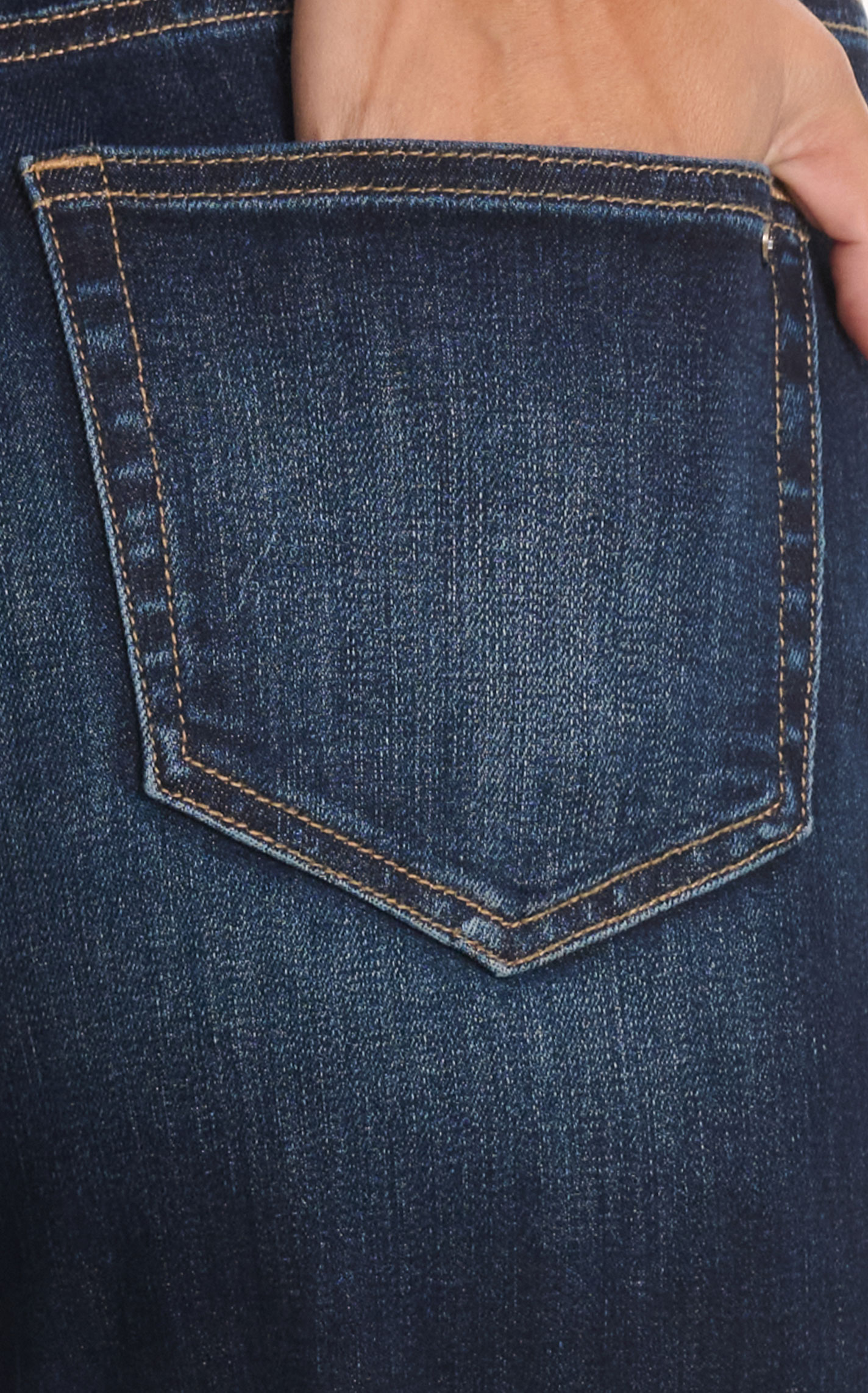 Rockin C Dark Wash High Rise Contrast Seam Wide Leg Cuffed Jean - Image 1