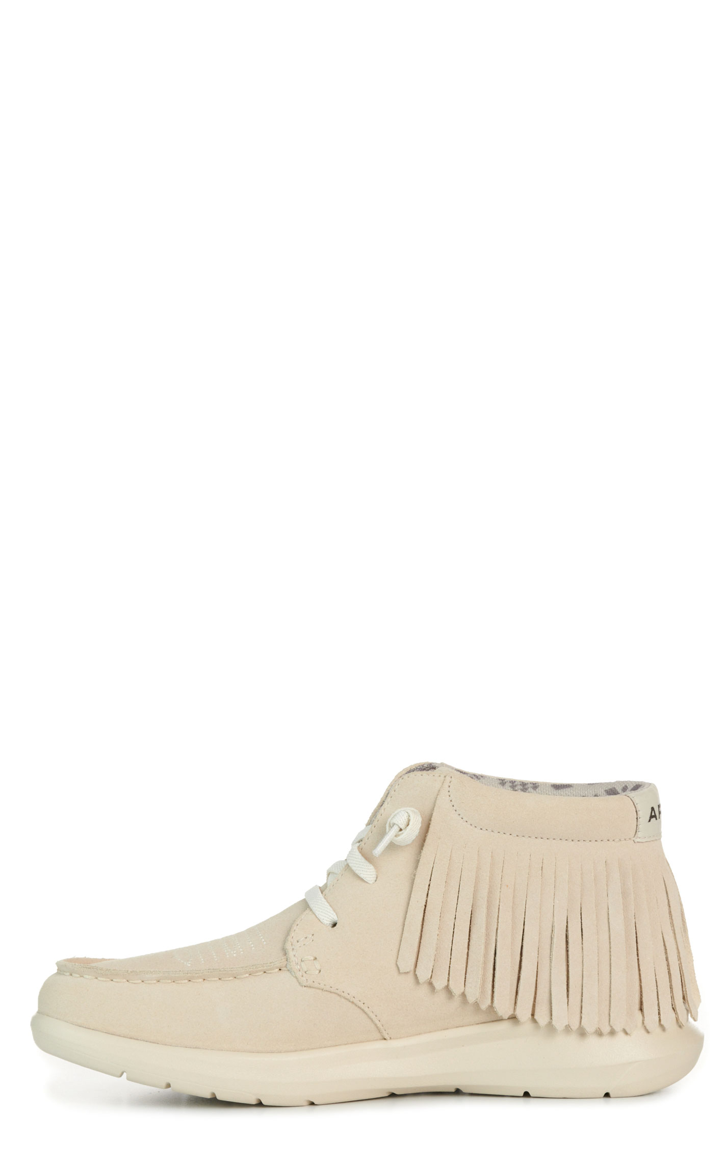 Ariat Women’s Sand Suede Hilo Fringe High Top Laced Moc Toe Casual Shoes - Image 1