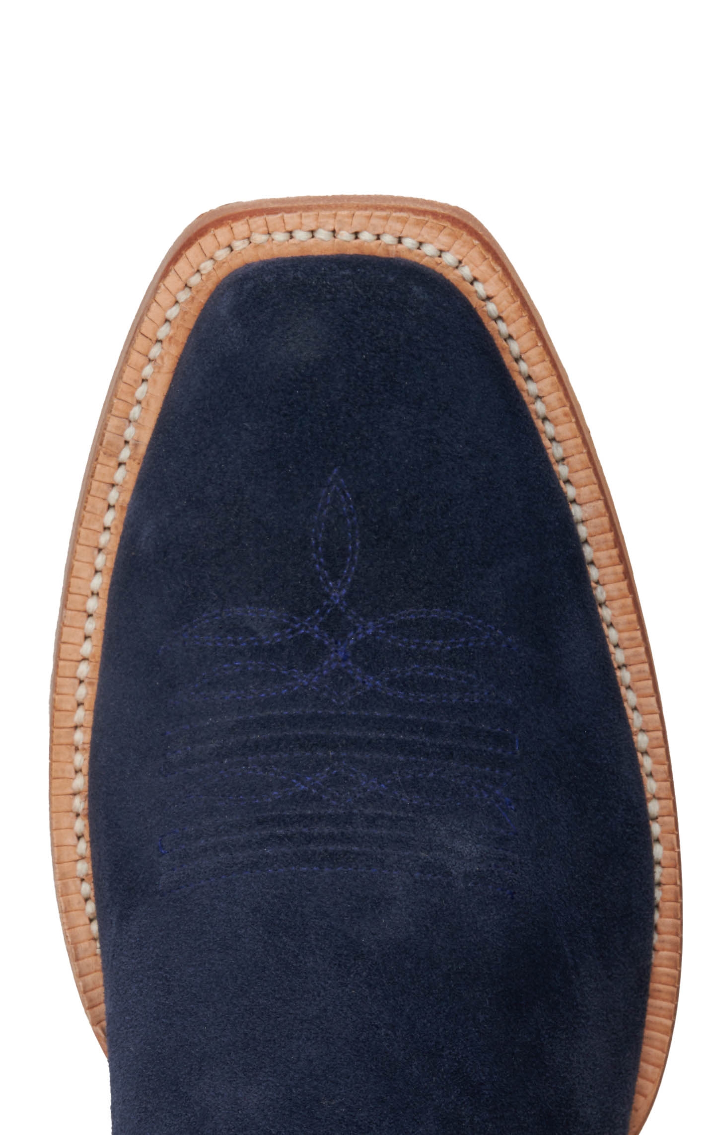 R Watson Men's Midnight Blue Rough Out and Winter White Punchy Square Toe Cowboy Boots - Image 1