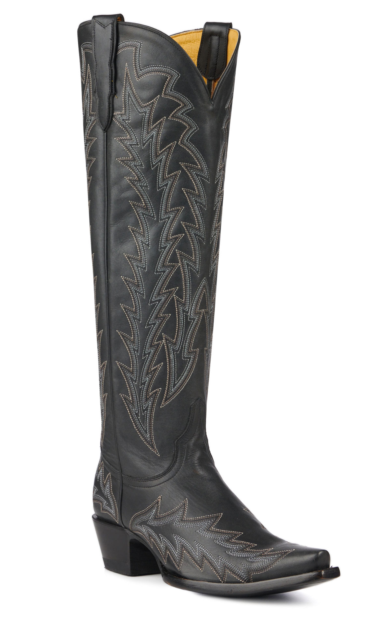 JRC & Sons Women’s Nancy Black Snip Toe Tall Cowboy Boots - Image 1