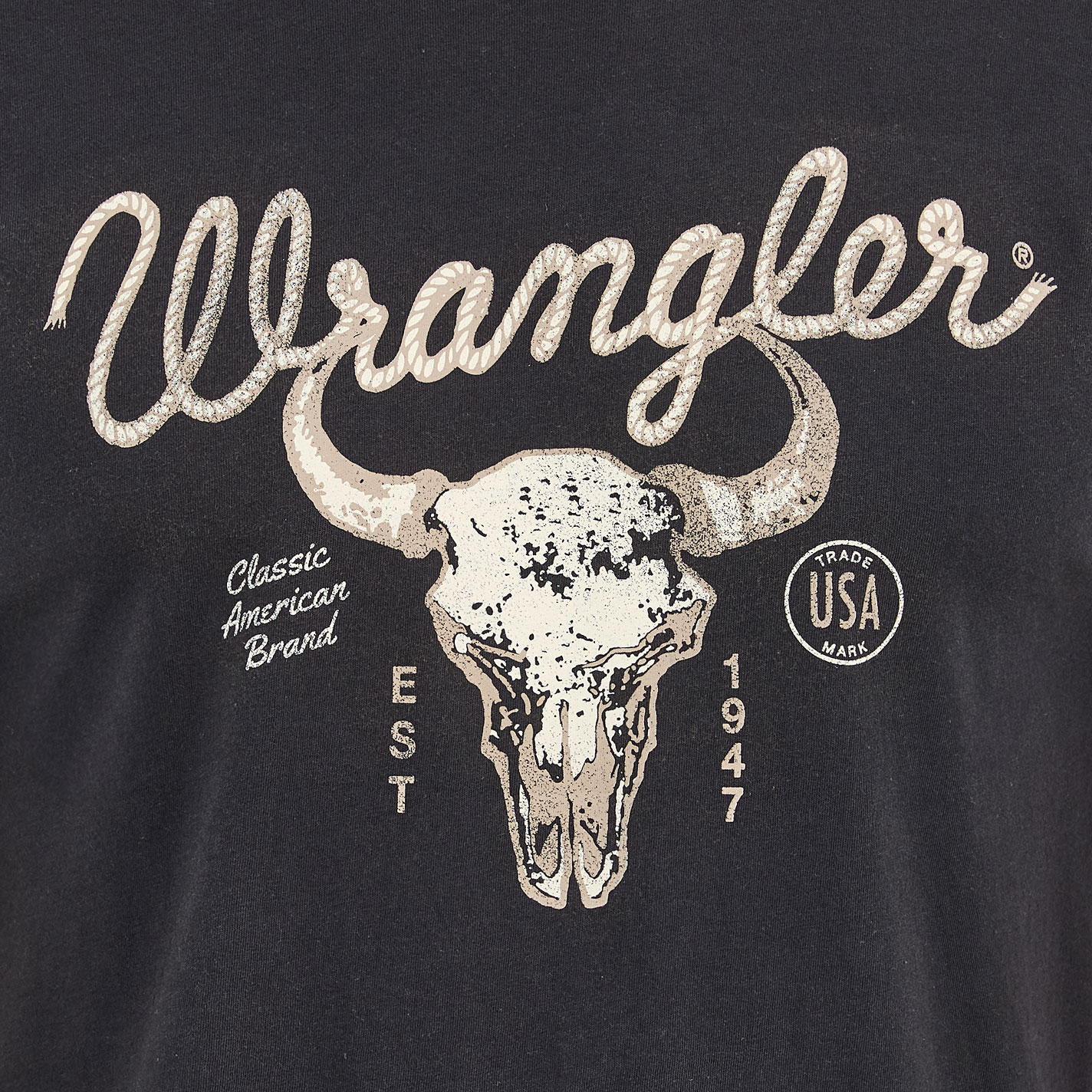 Wrangler Men's Washed Black Steer Head Logo Graphic T-Shirt - Image 1