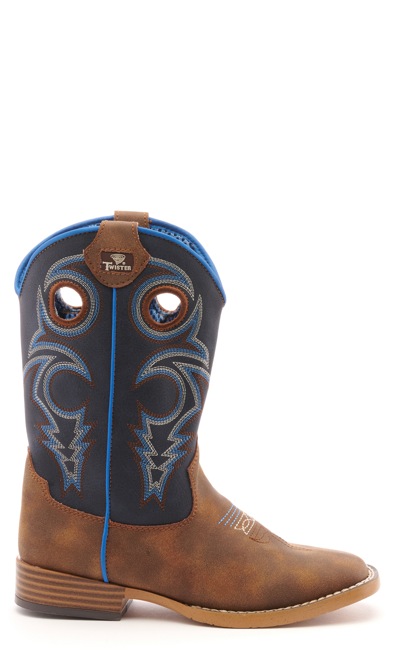 Twister Kids Ben Brown and Navy Square Toe Cowboy Boots - Image 1