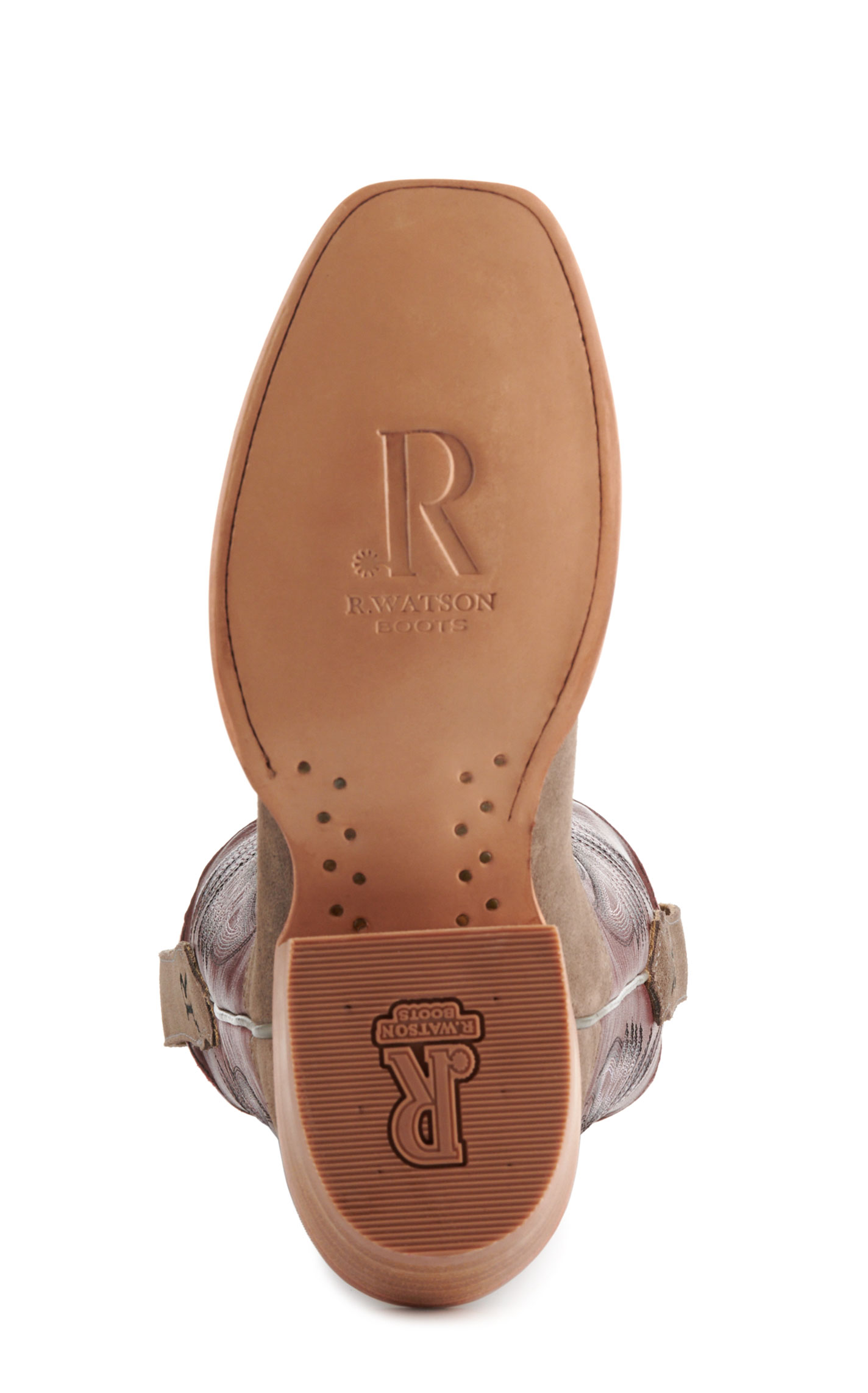 R. Watson Women's Dark Cherry and Charcoal Roughout Punchy Square Toe Cowboy Boots - Image 1