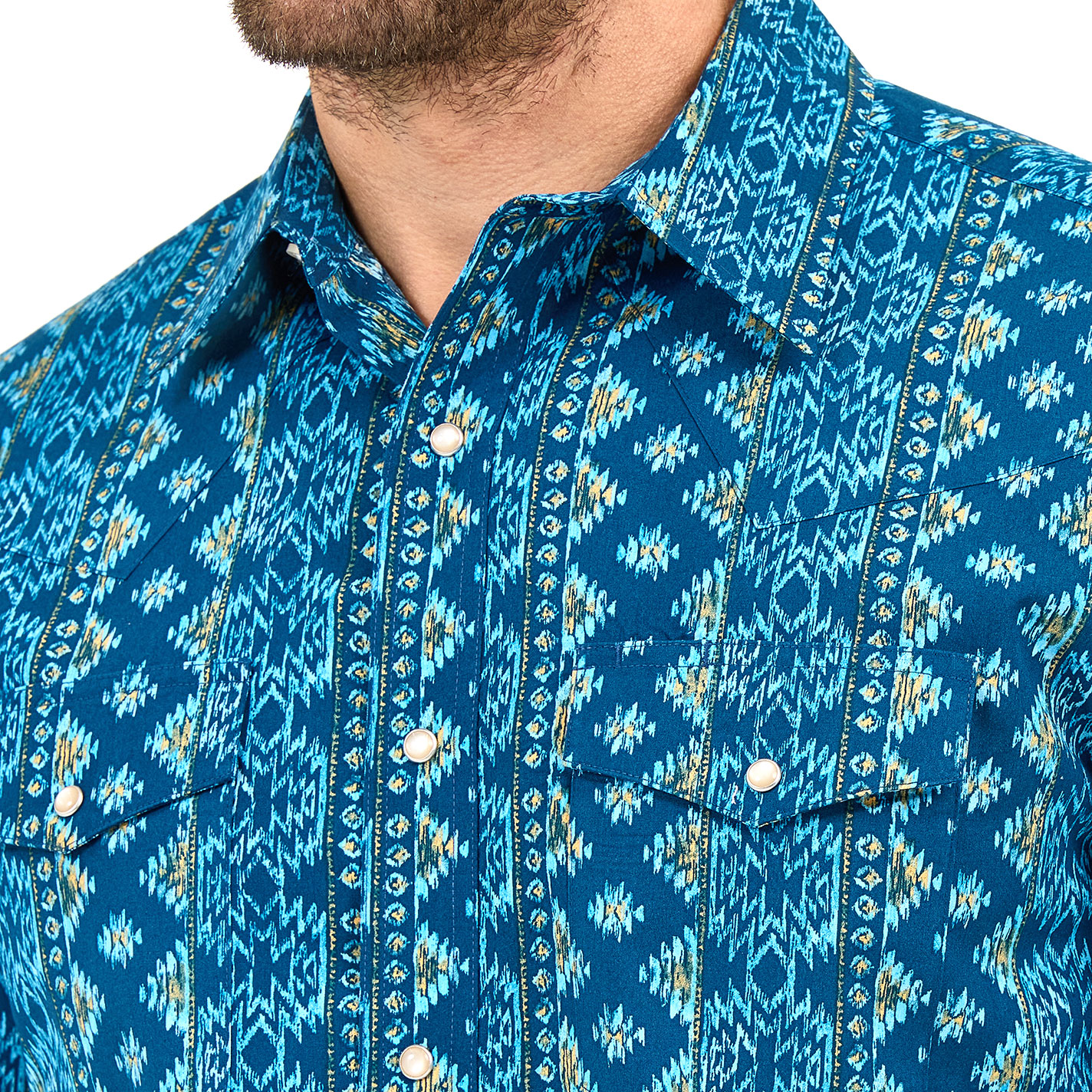 Wrangler Men's Checotah Aegean Aztec Western Shirt - Image 1