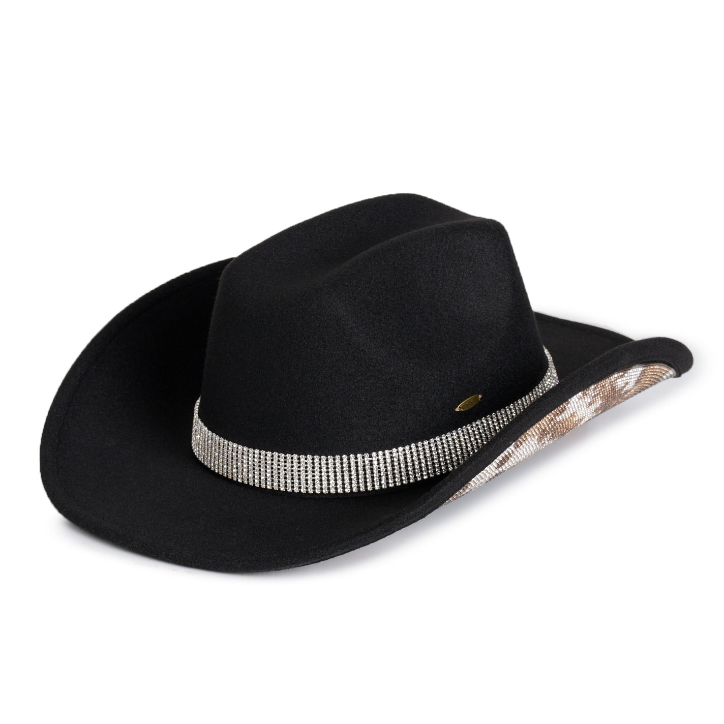 Girlie Girl Originals Women's Black & Cow Print Bling Wool Cowboy Hat - Image 2