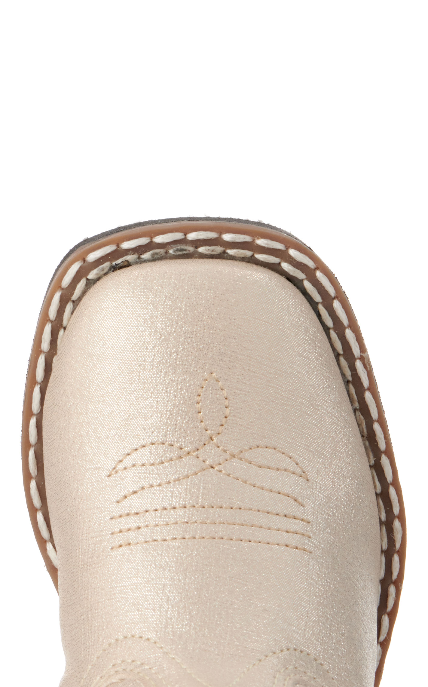 Old West Toddler Girls' Pearl Cream Faux Leather Wide Square Cowboy Boots - Image 1