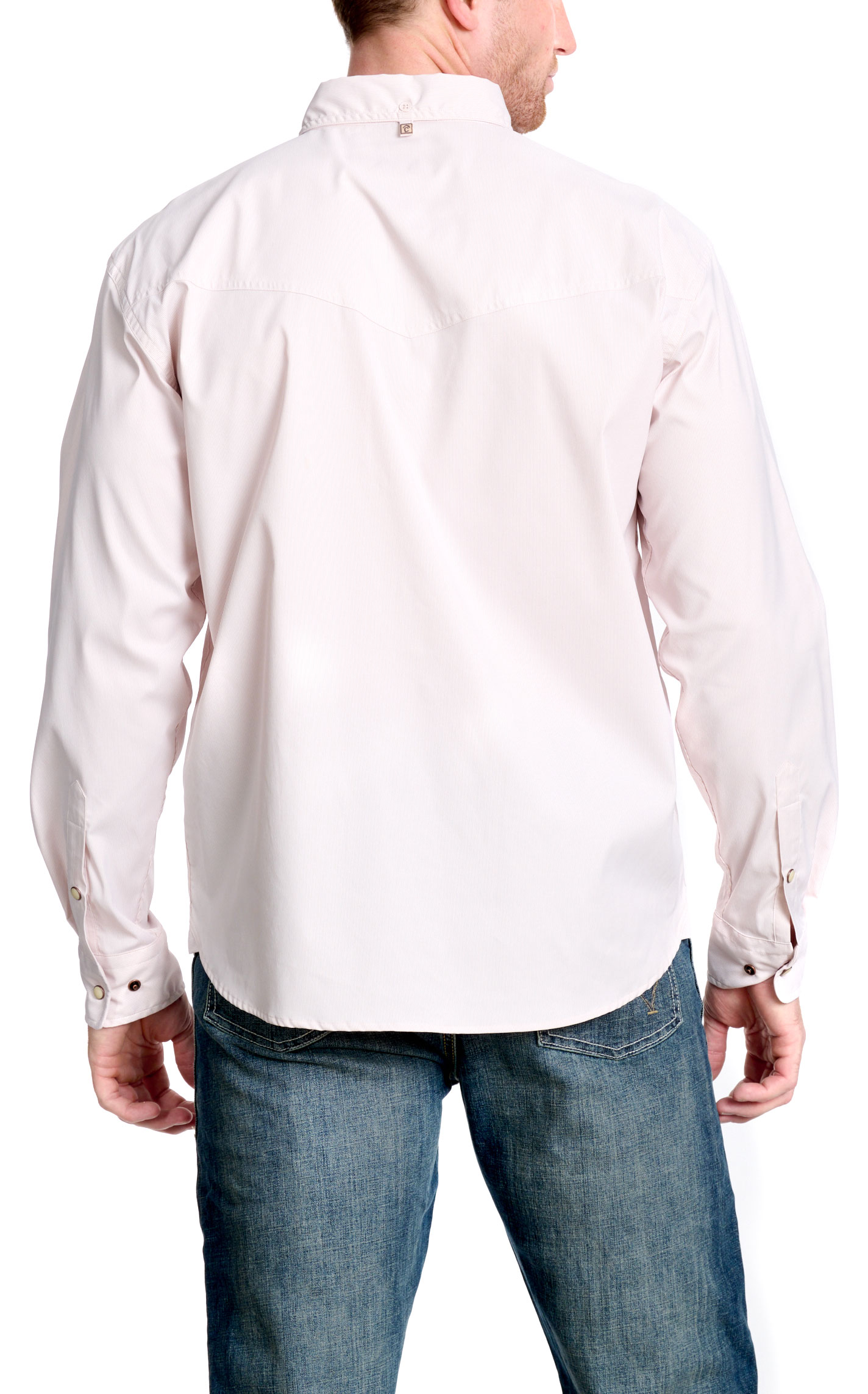Rafter C Outdoors Men's Khaki Striped Lefty Fishing Shirt - Image 1
