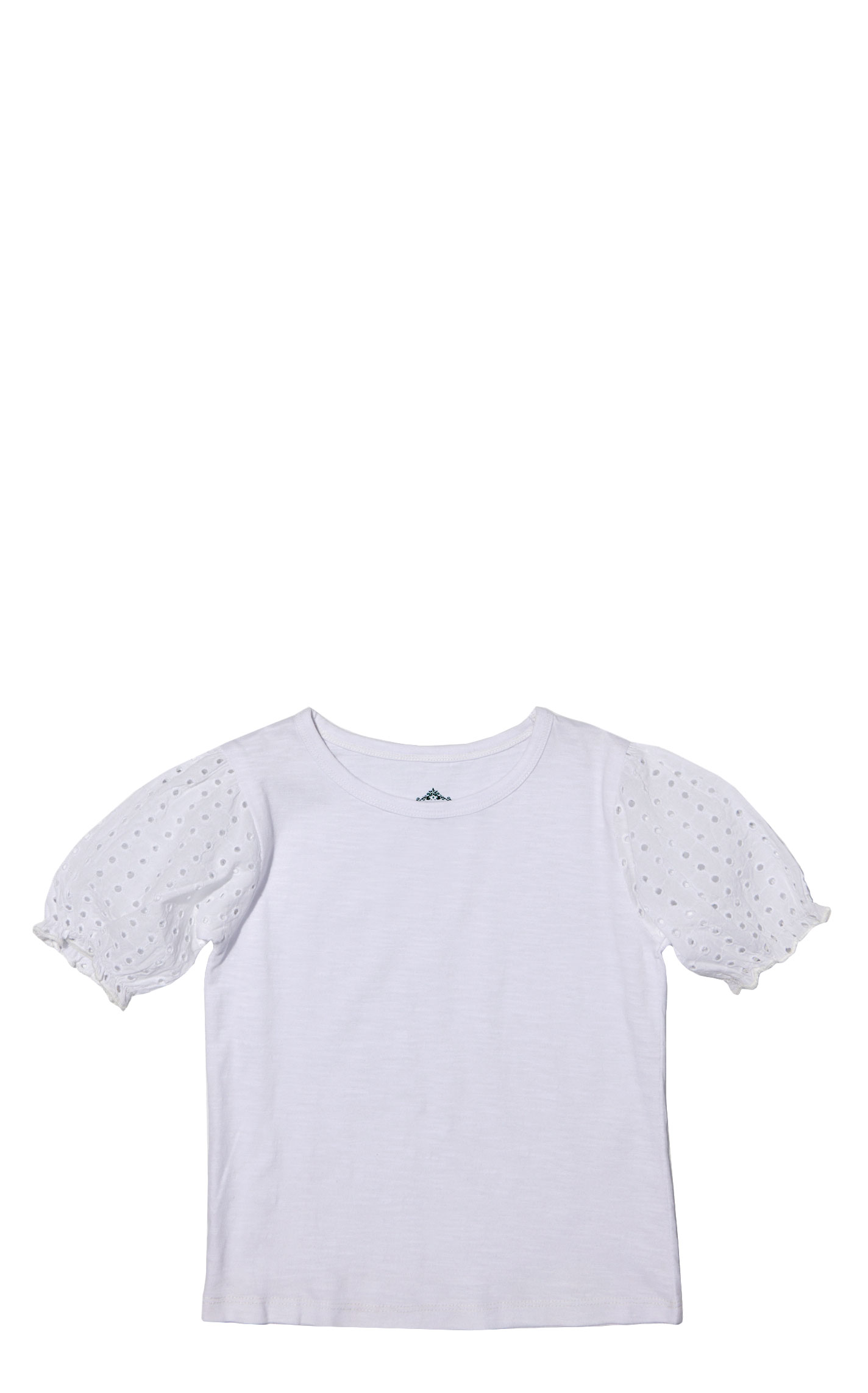 Rockin C Girl's White Eyelet Puff Sleeve Top - Image 1