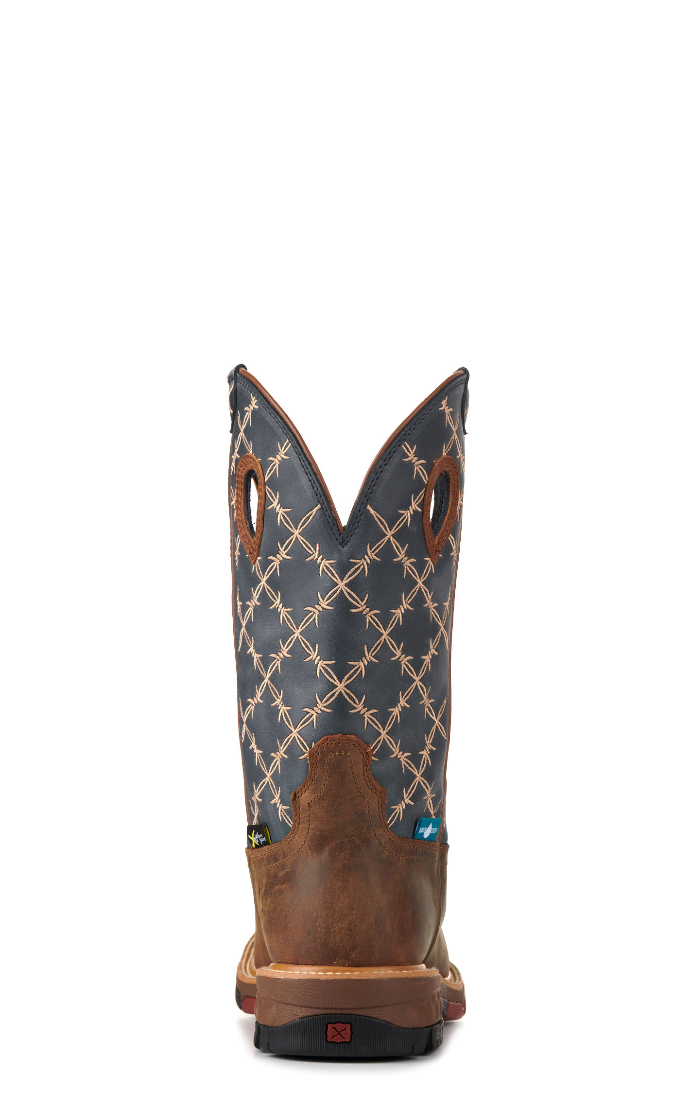Twisted X Men's Hazel Brown and Navy Barbed Wire CellStretch MetGuard Square Nano Composite Toe Work Boots - Image 1