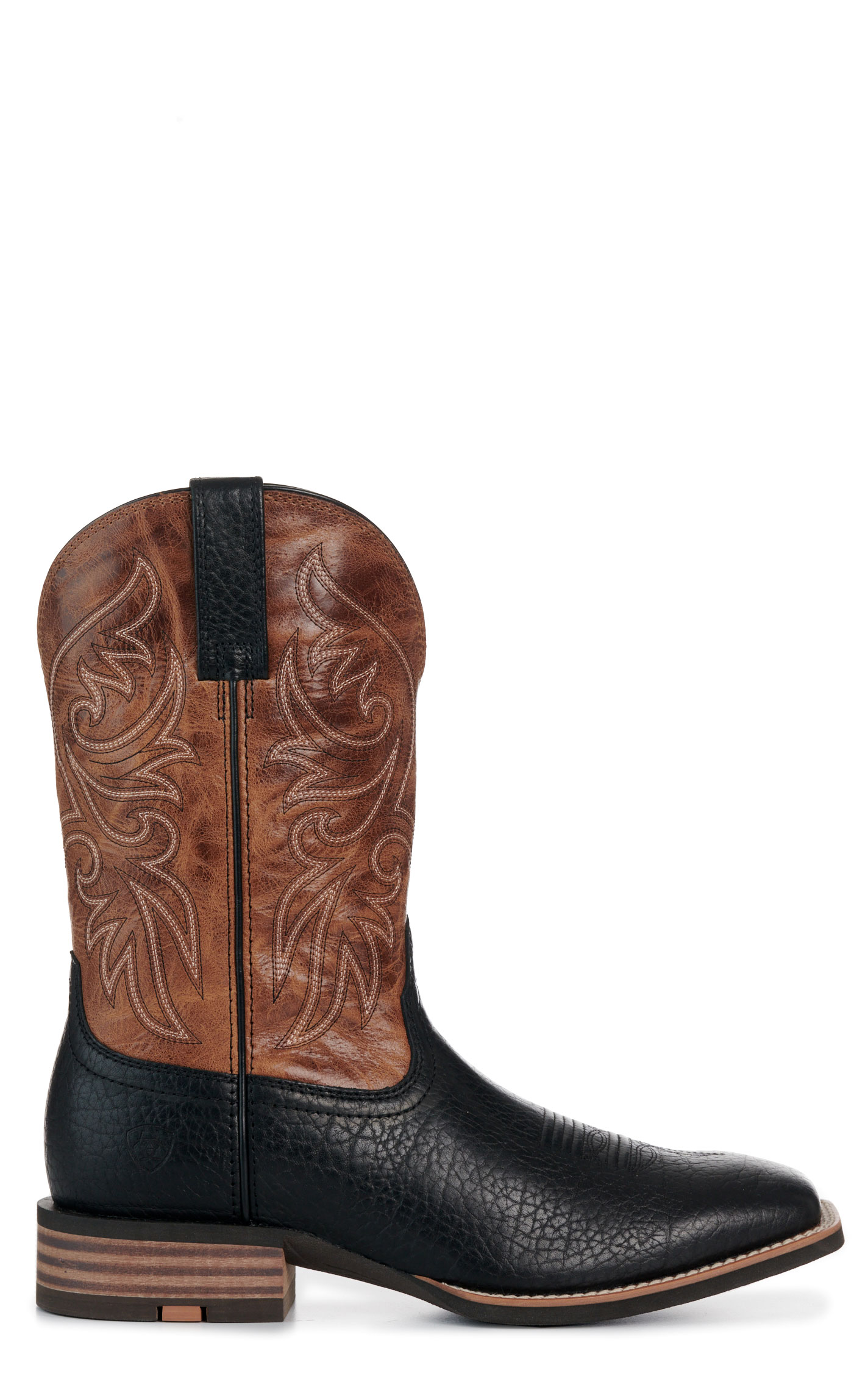 Ariat Men’s Black Adobe & Dark Tan Slingshot Wide Square Toe Cowboy Boots - Image 1
