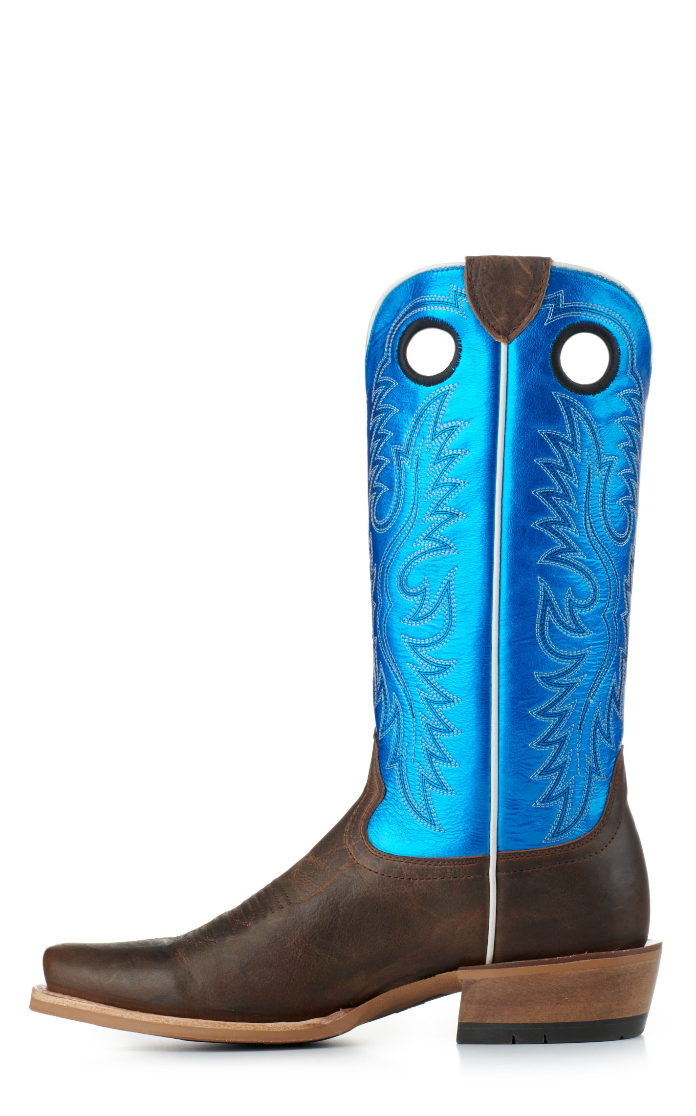 Ariat Men's Ringer Tobacco and Bright Blue TekStep Punchy Square Toe Cowboy Boots - Image 1