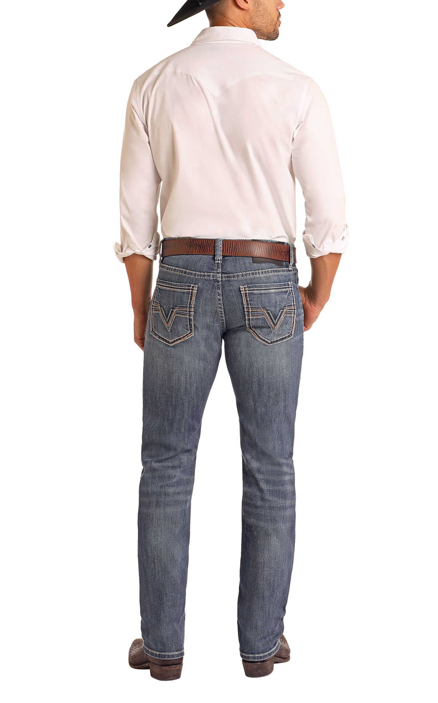 Rock & Roll Denim Men's Revolver Medium Wash Straight Jeans - Image 1