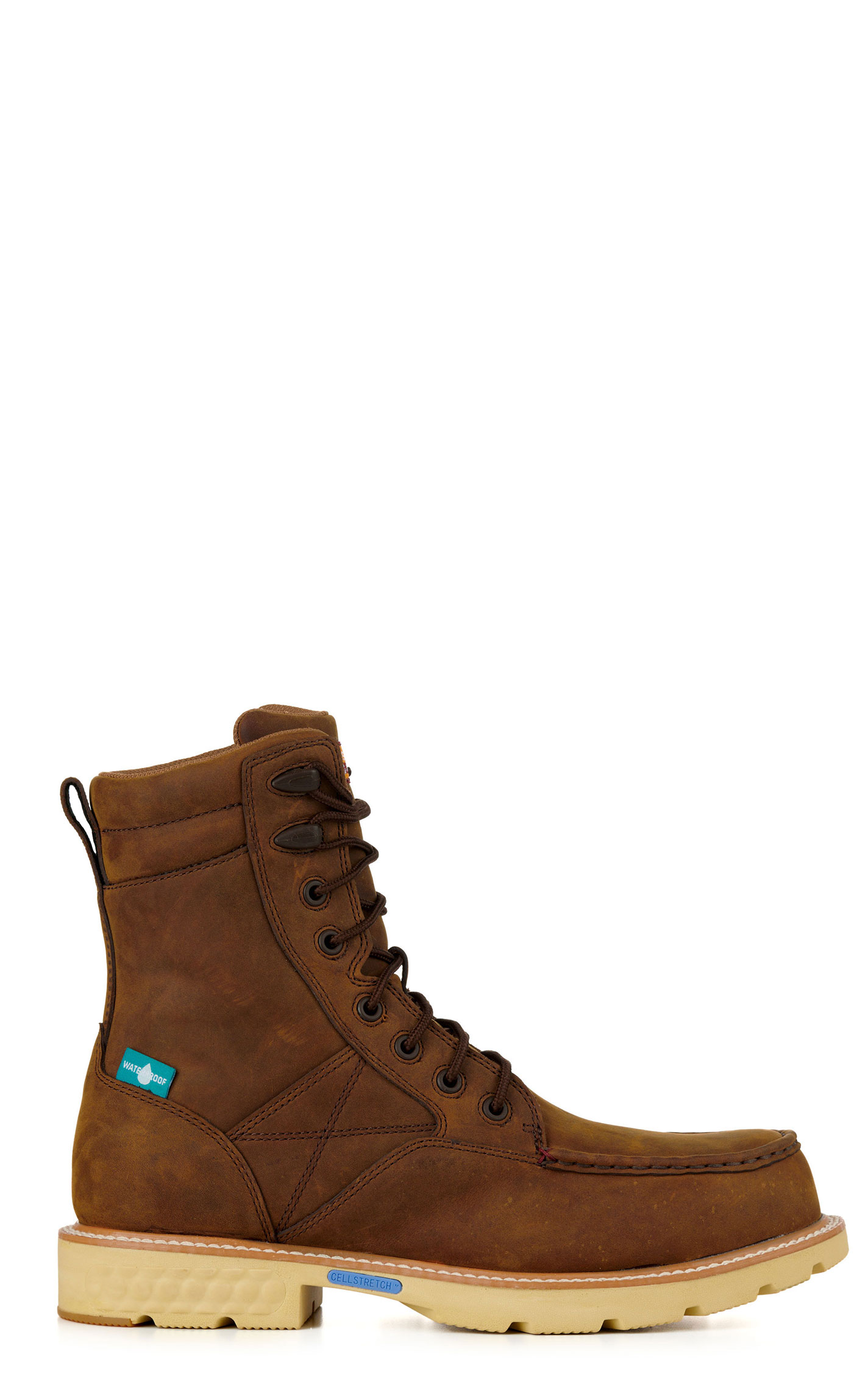 Twisted X Men's Distressed Saddle Tan CellStretch Waterproof Round Nano Composite Toe 8\