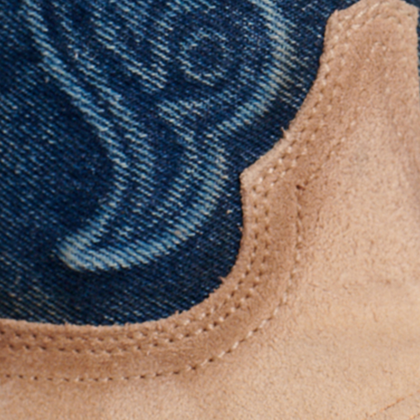 Corral Women's Sand Suede and Denim Wide Square Toe Cowboy Boots - Image 1