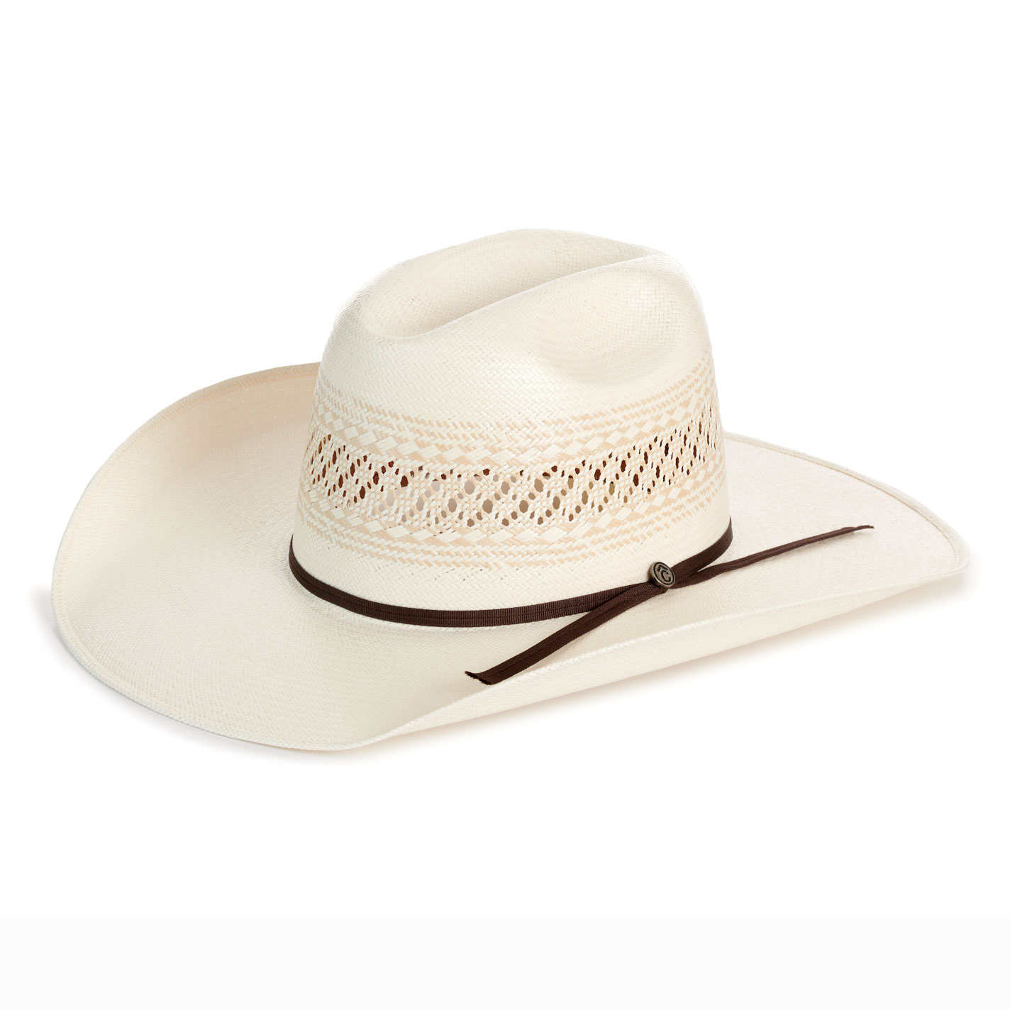 Rafter C Shantung Ivory Vented Cattleman Crown Straw Cowboy Hat - Image 1