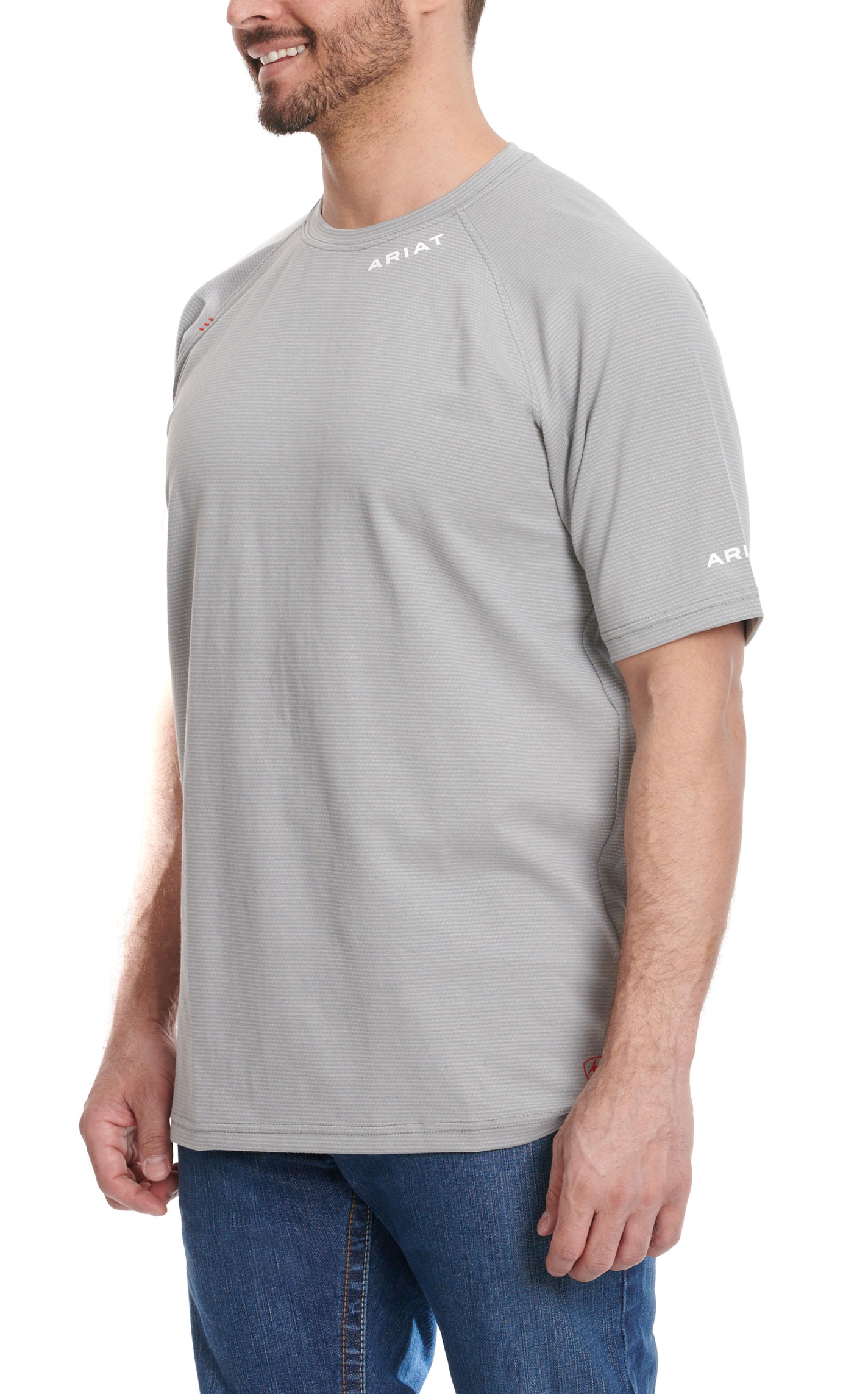 Ariat Men's FR Silver Gray Base-Layer Work T-Shirt - Image 1
