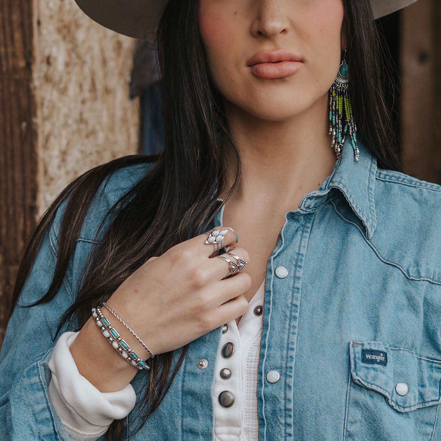 Cowgirl Confetti Atta Girl Silver & Turquoise 3-Piece Cuff Bracelet Set - Image 1