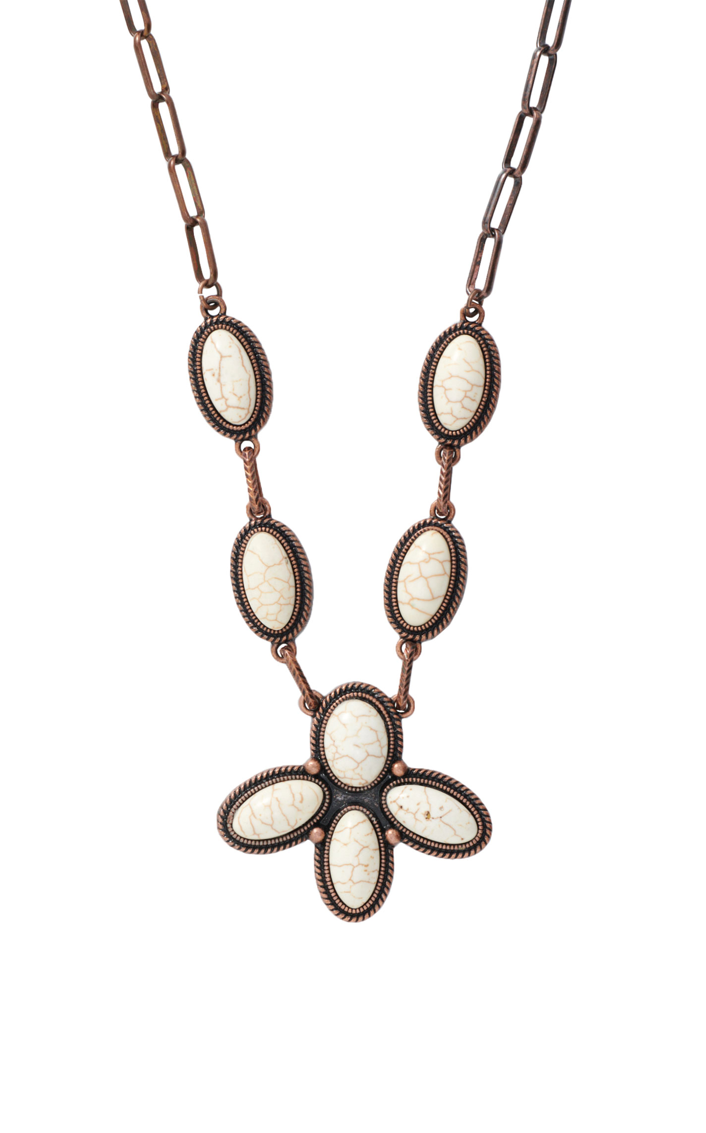 Southern Grace Copper & Cream Stone Pendant Necklace - Image 2
