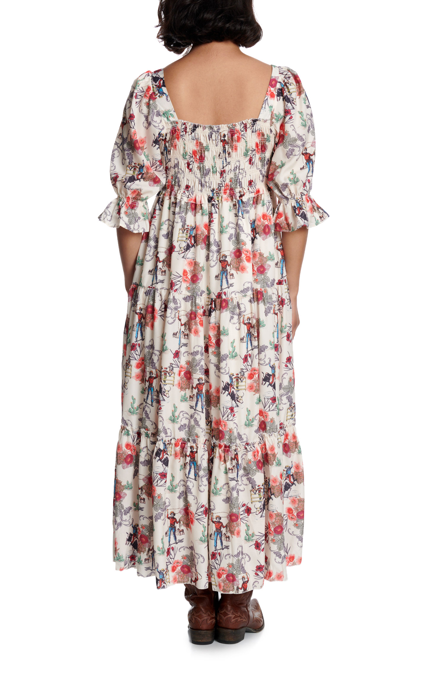 Fashion Express Women's Cream Western Print Dress - Image 1