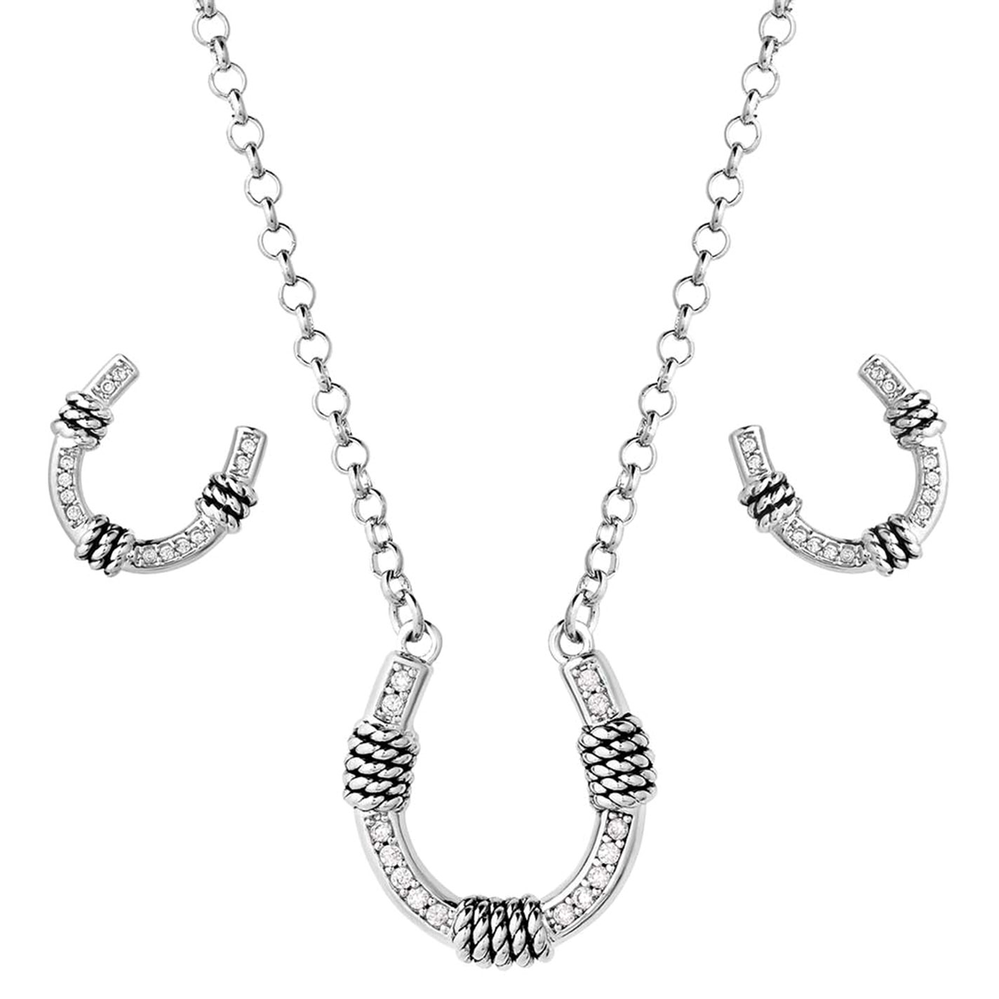Montana Silversmiths Silver Roped Horseshoe Jewelry Set  - Image 1