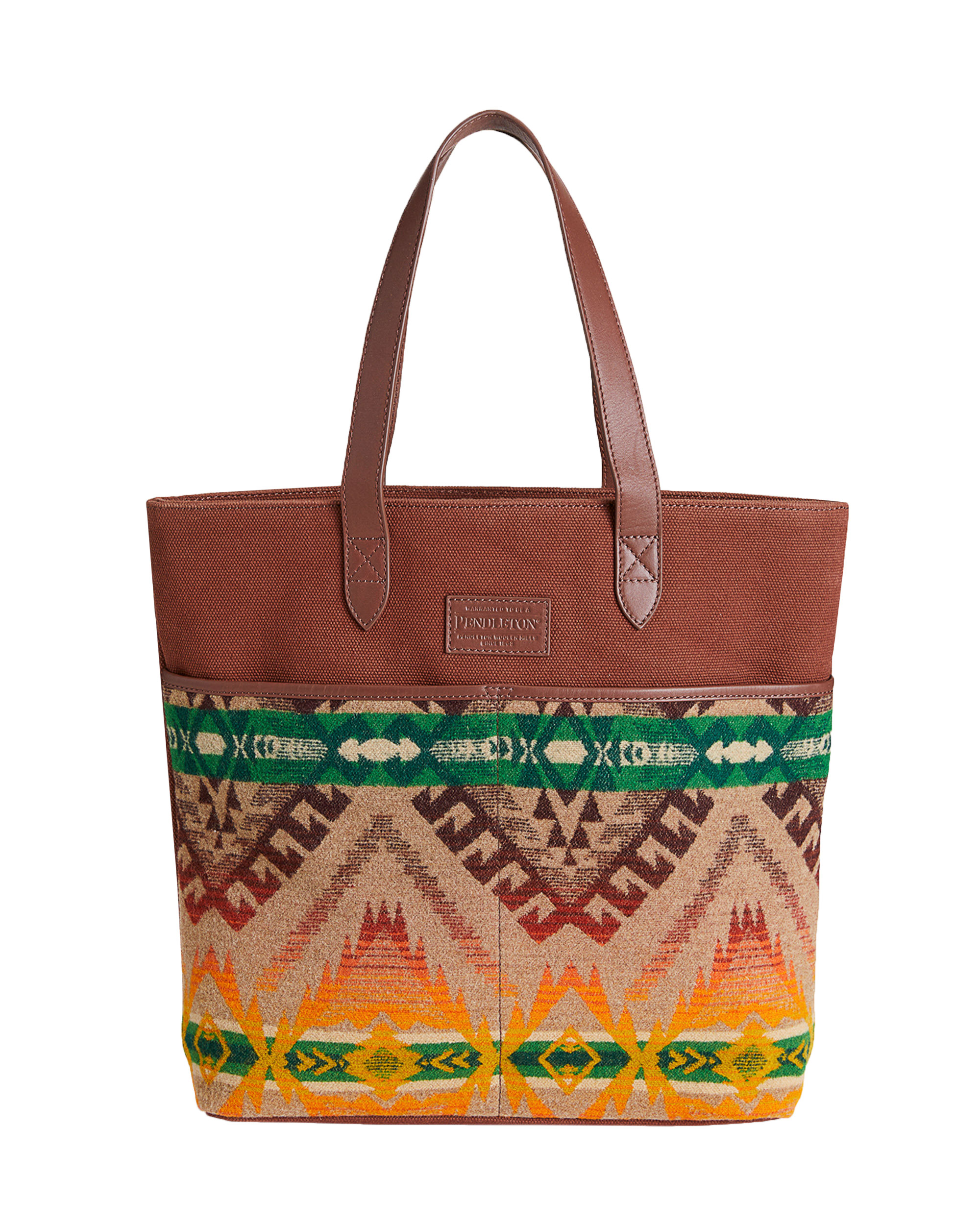 Pendleton Women's Turquoise Tangerine Sunset & Cream Aztec Alto Mesa Market Tote Bag - Image 1