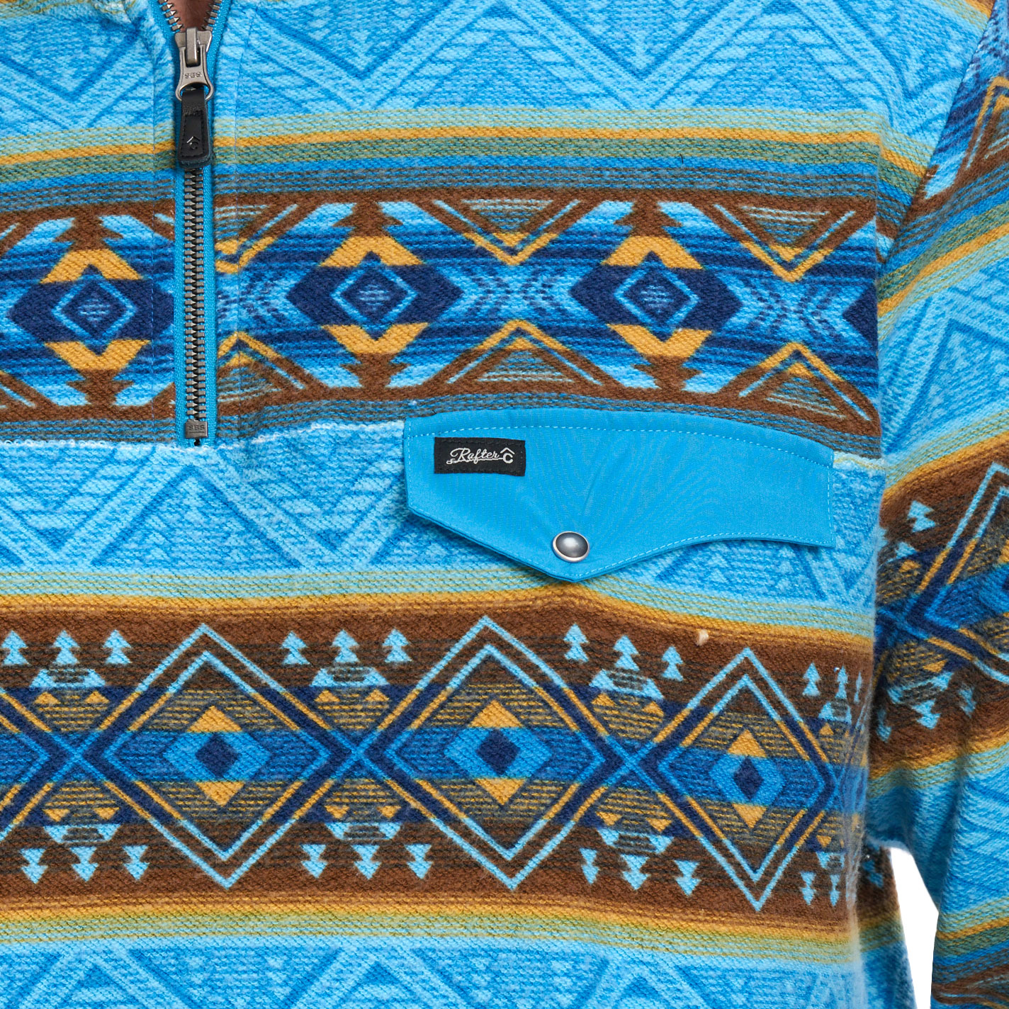 Rafter C Men's Red Dirt Collection Turquoise Aztec 1/4 Zip Pullover - Image 1
