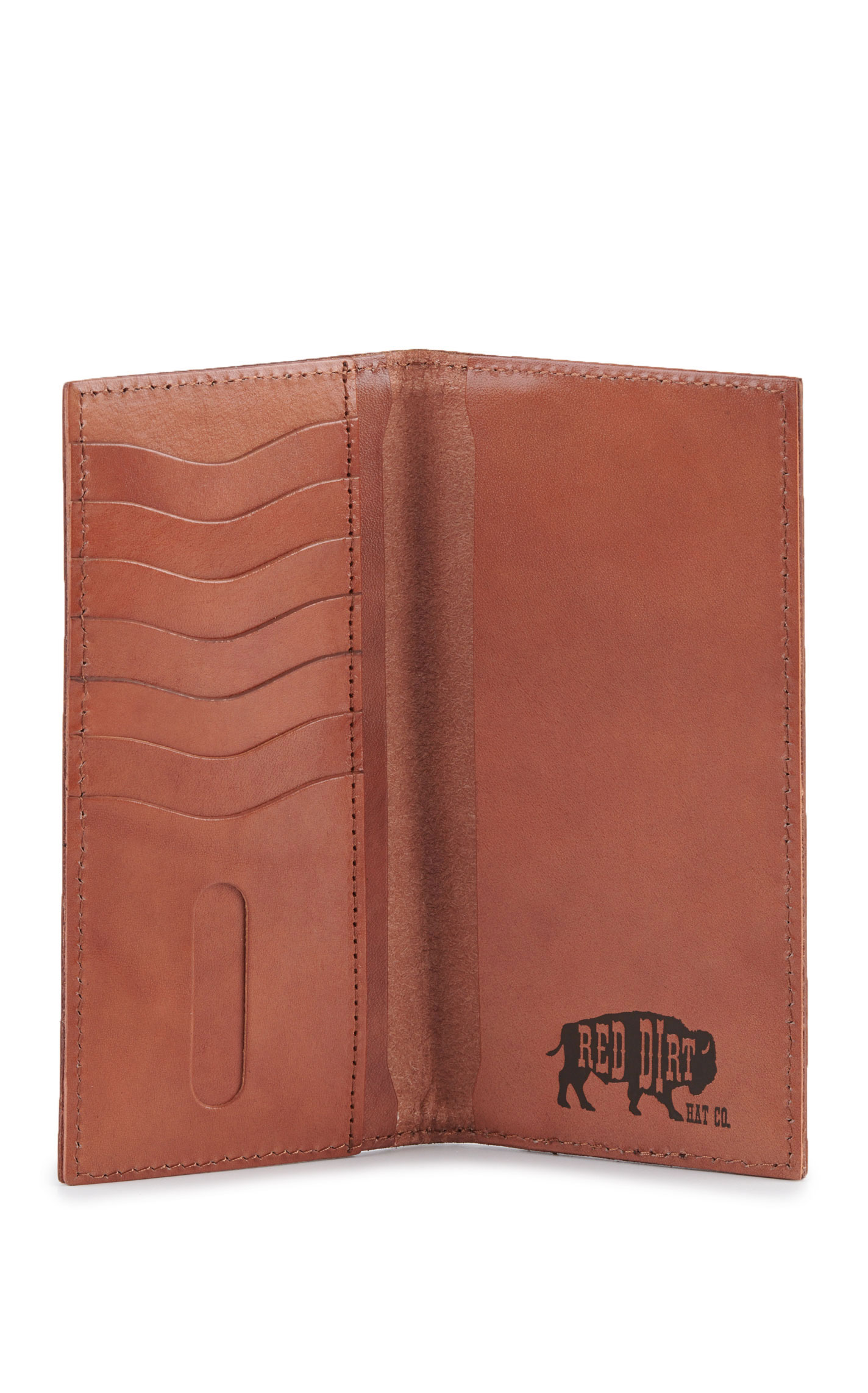 Red Dirt Hat Co. Brown Leather with Colorful Aztec Stitching Rodeo Wallet - Image 2