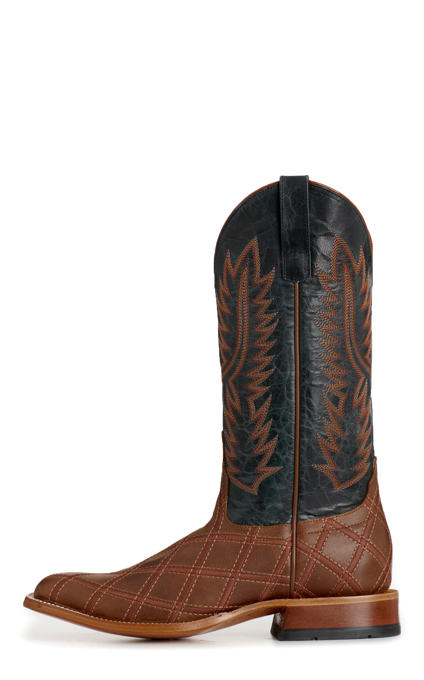 Anderson Bean Men's Horsepower Brown Patchwork & Navy Square Toe Cowboy Boots - Image 1