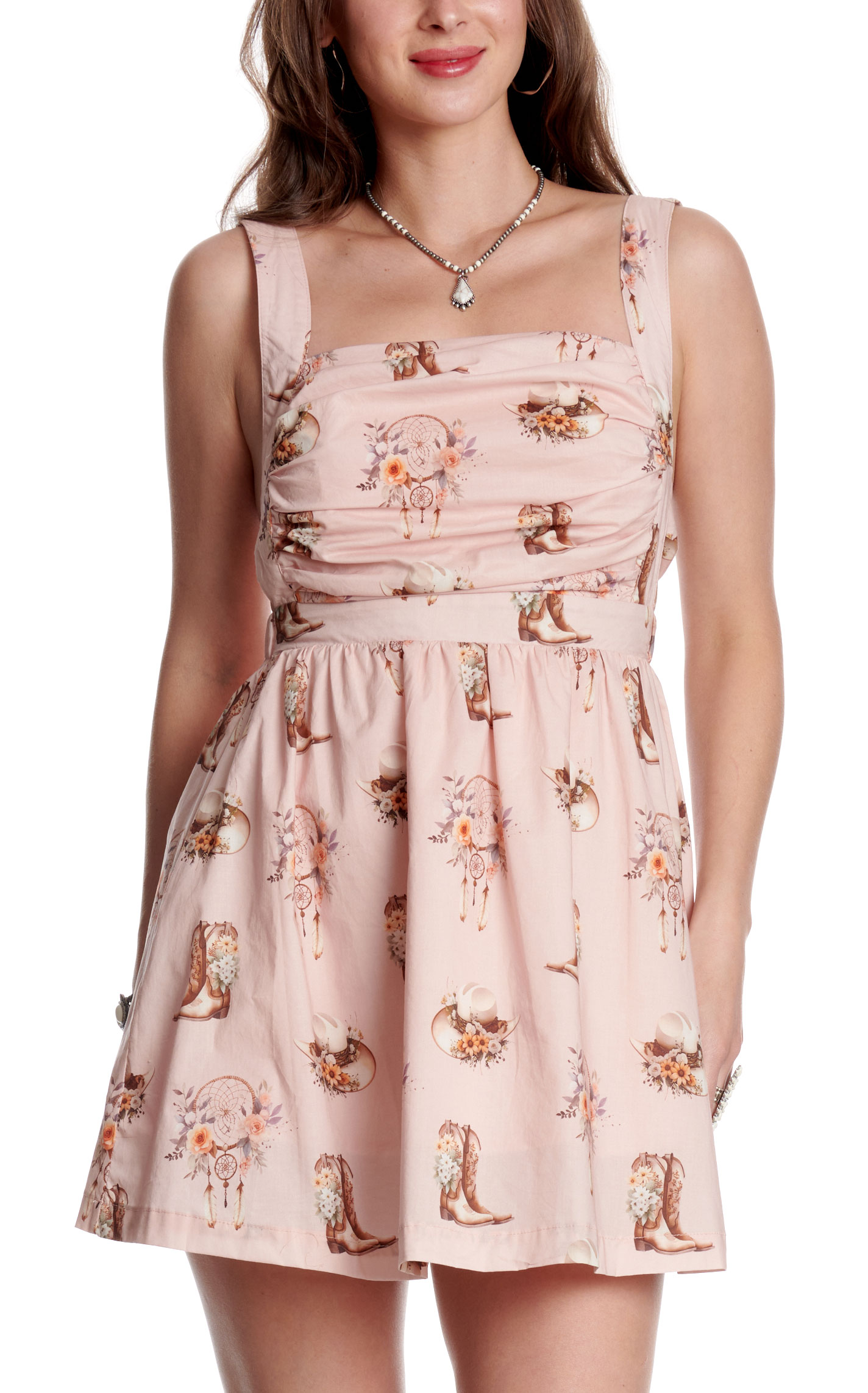 Blue B Women's Pastel Pink Boot Print Dress - Image 4