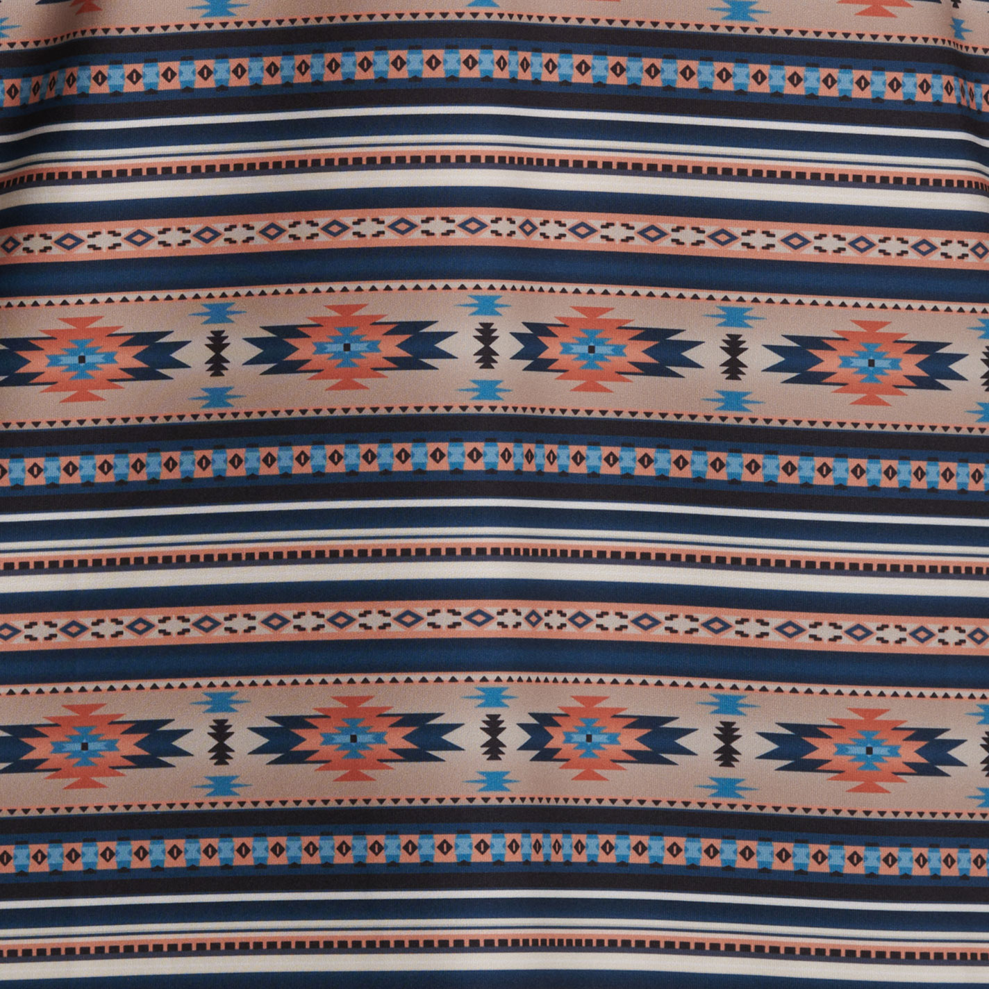 Rafter C Men’s Navy, Light Blue & Tan Aztec Polo Shirt - Image 1