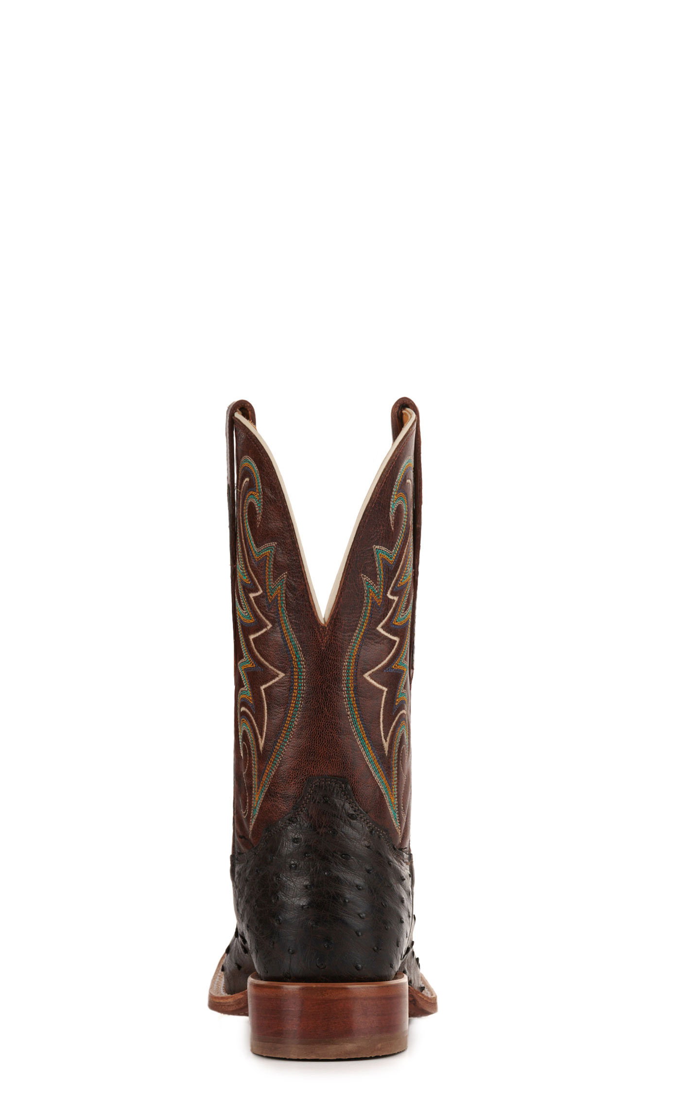 Tony Lama Men's Foster Sienna Full Quill Ostrich and Cognac Wide Square Toe Exotic Cowboy Boots - Image 1