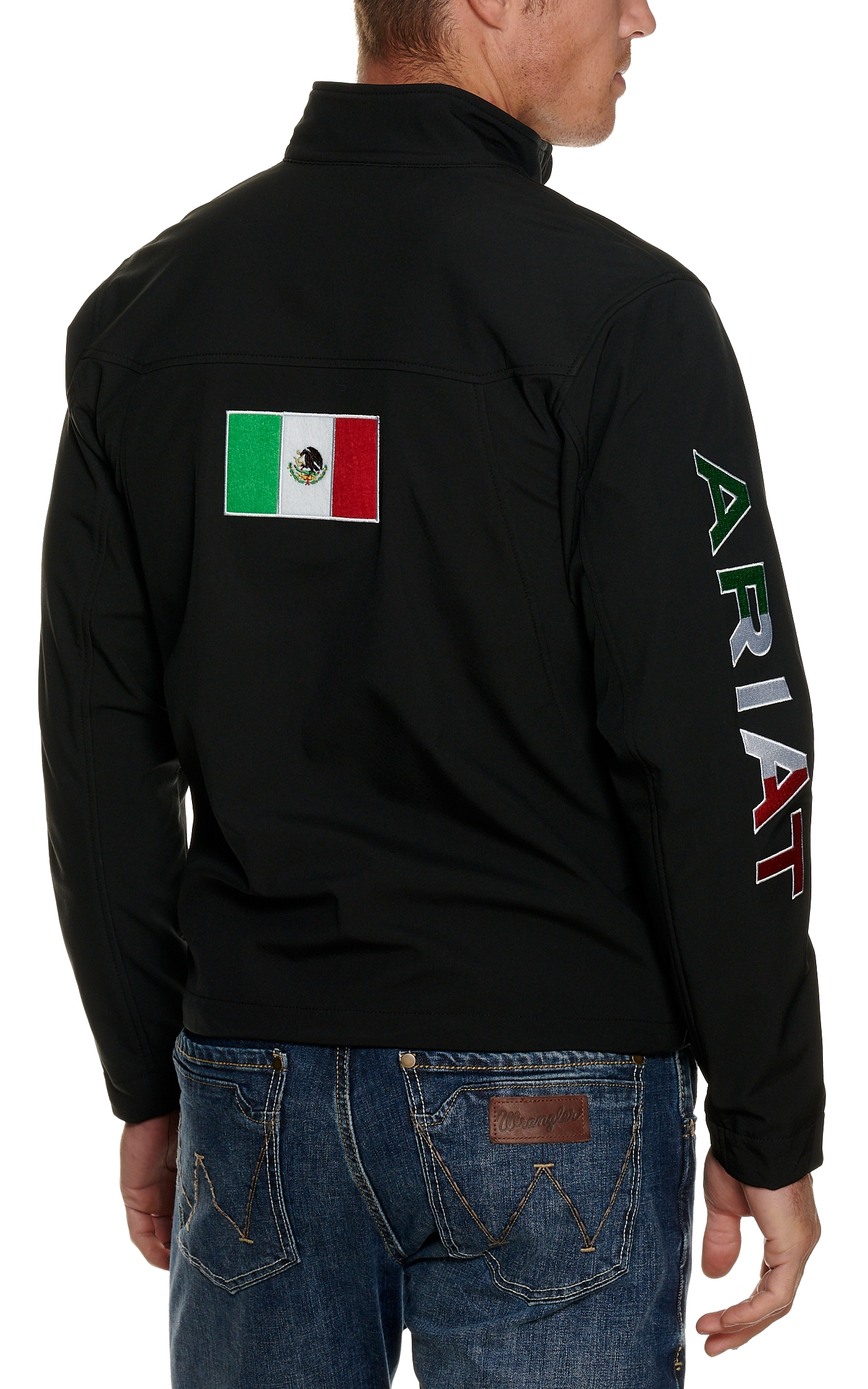 Ariat Men's Black with Mexico Flag Logo Team Softshell Jacket - Image 1