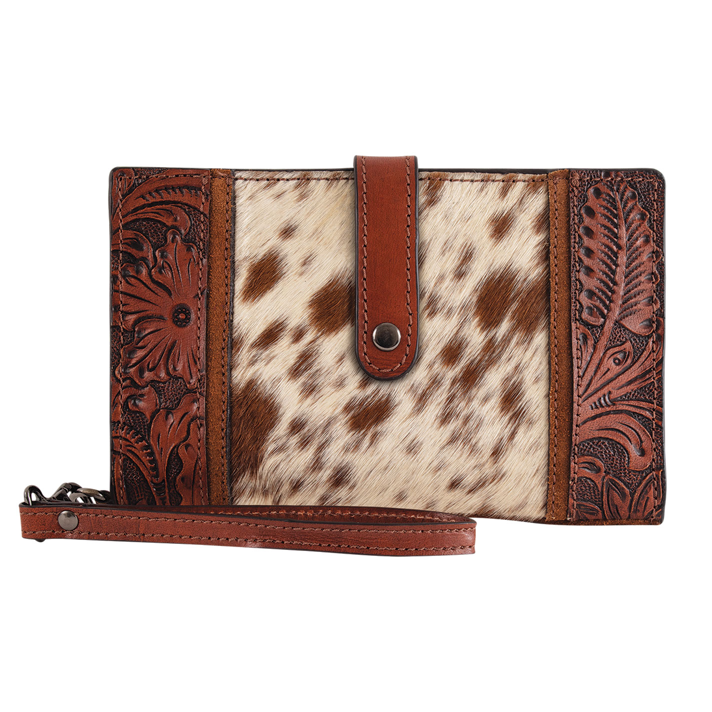 Justin Large Brown Hair On Hide Tool Leather Wristlet Wallet - Image 1